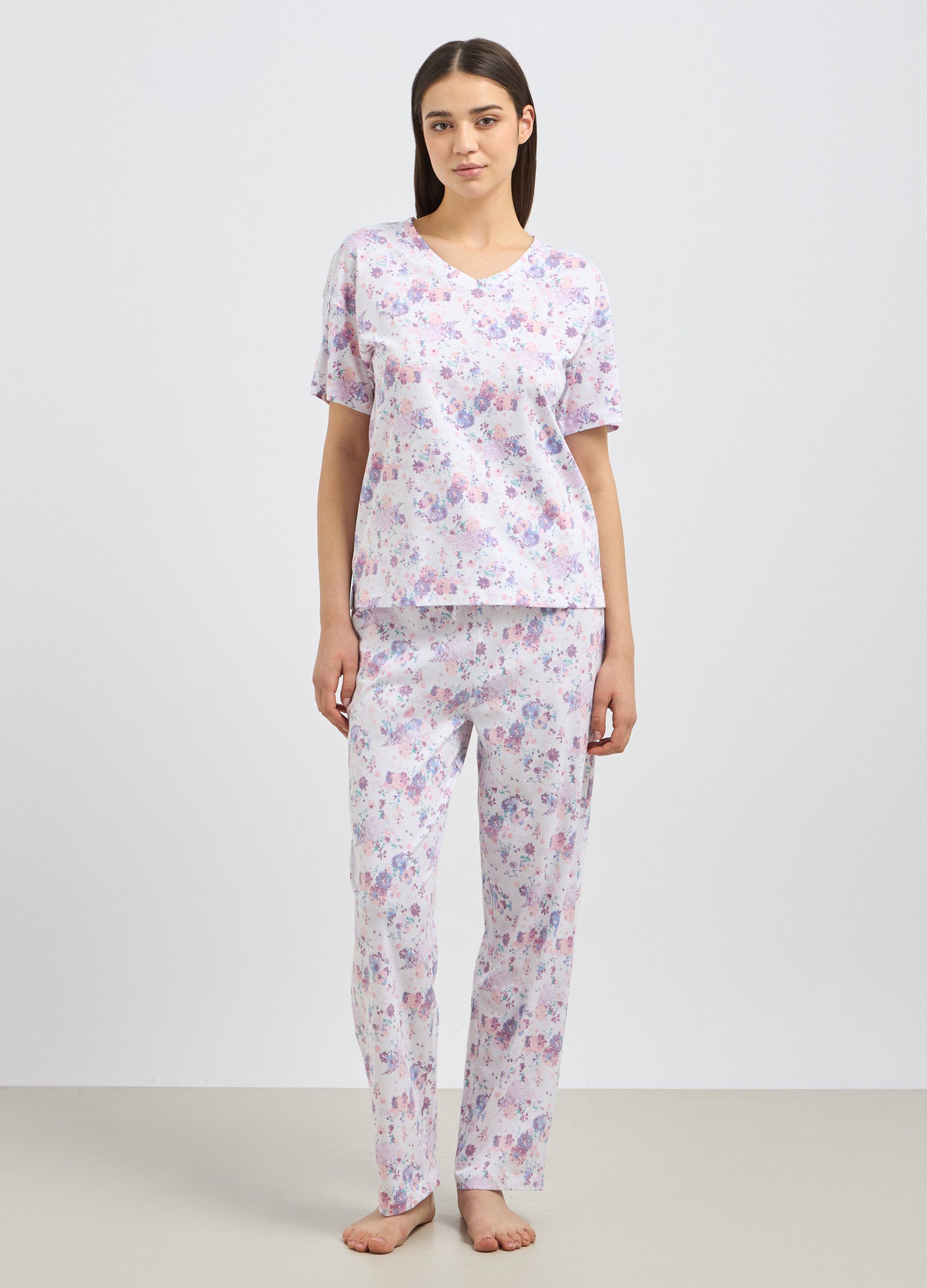Set pigiama con inserti in pizzo donna