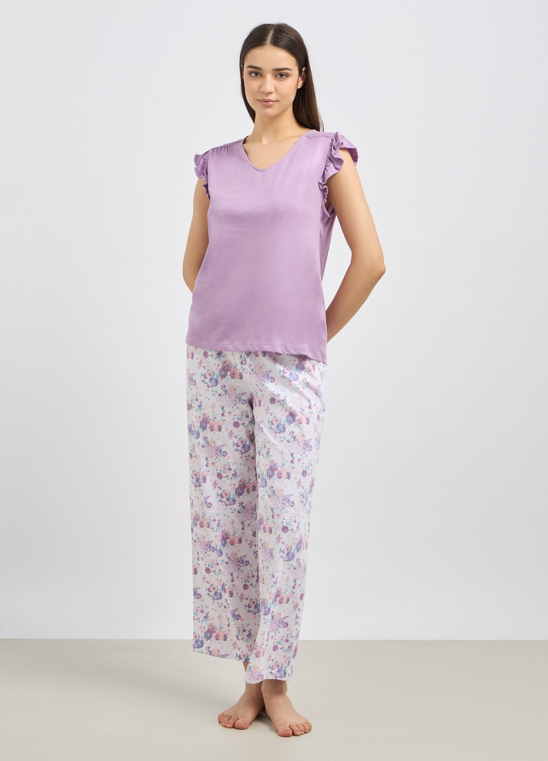 Set pigiama con maniche ad aletta donna