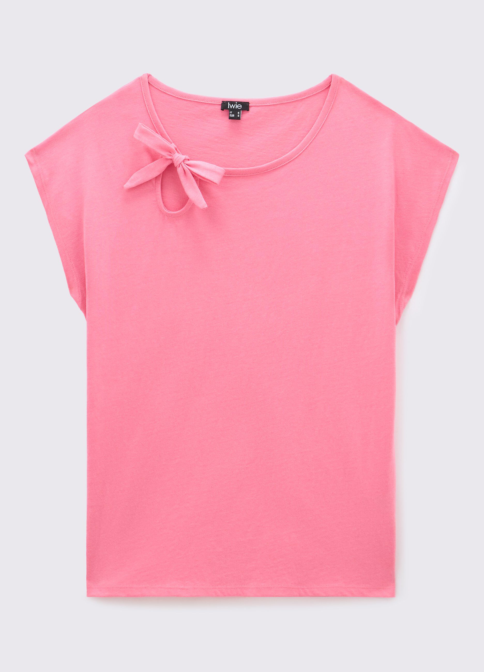 T-shirt in puro cotone con cut out donna