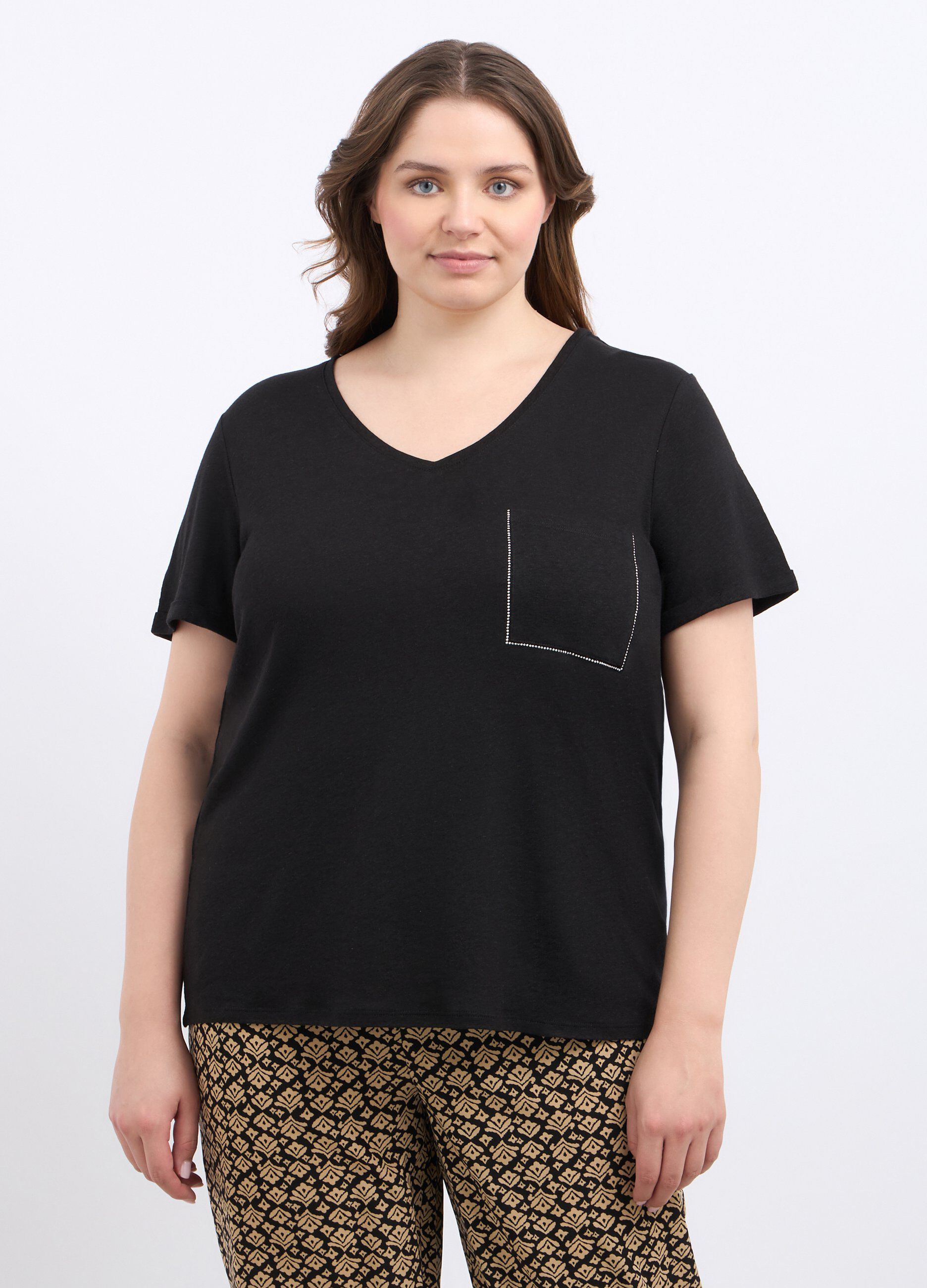 T-shirt in misto lino donna curvy