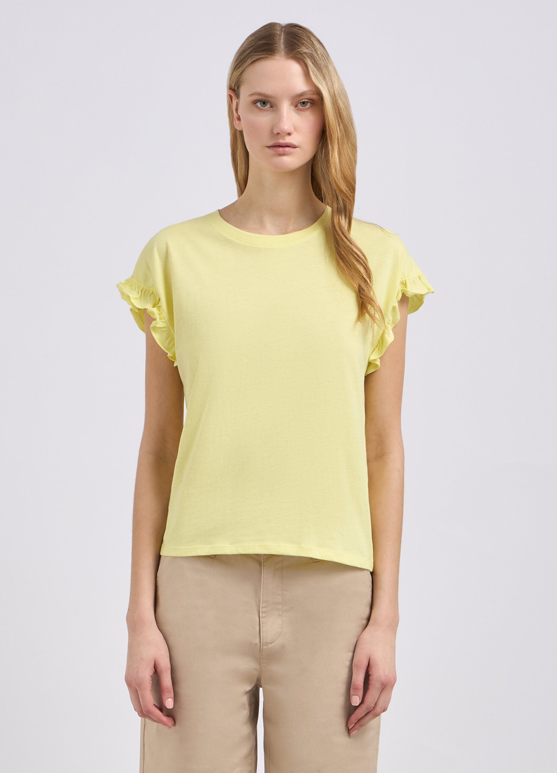 T-shirt in puro cotone con rouches donna