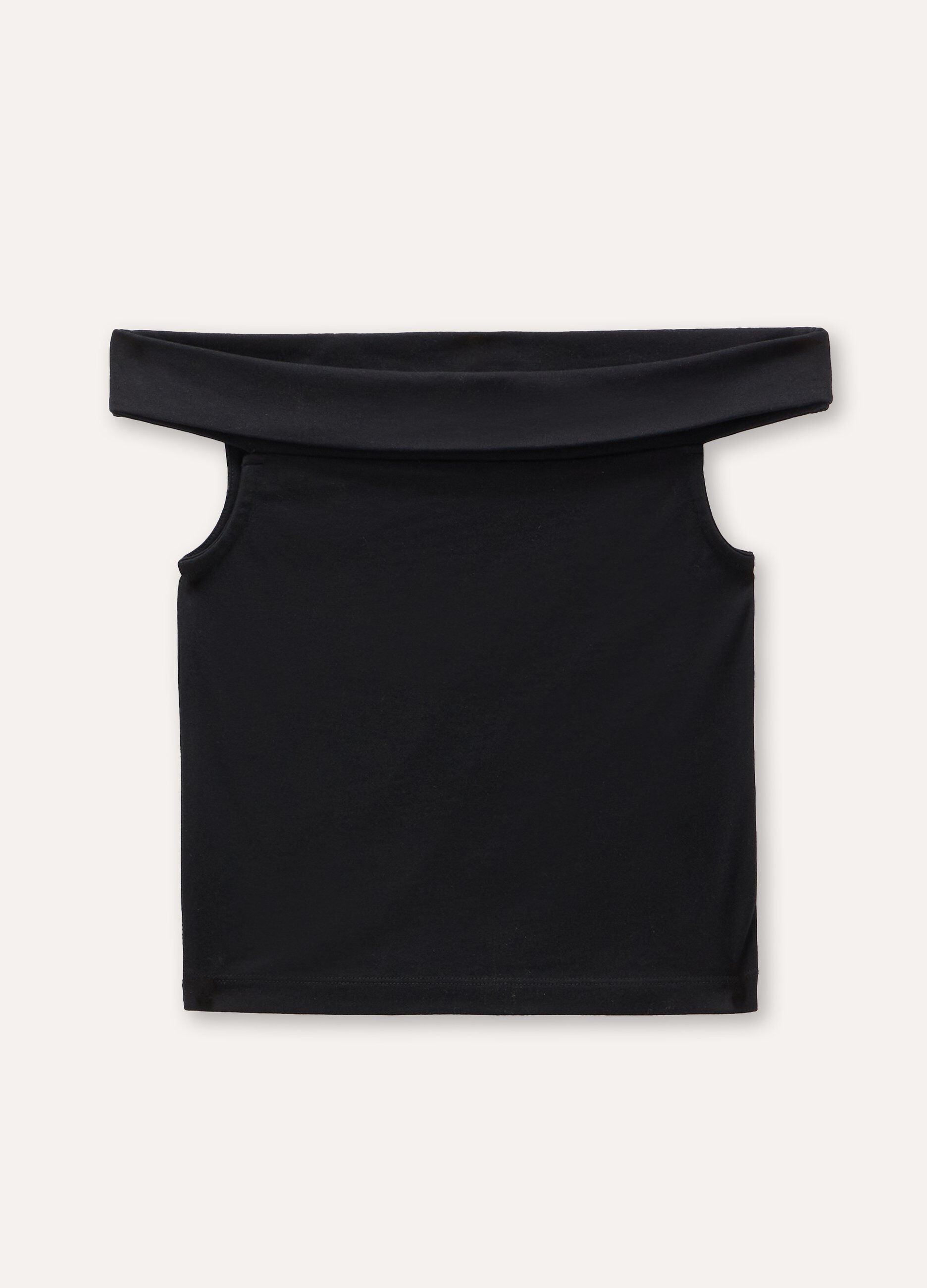 Top con scollo a barca in cotone stretch ragazza