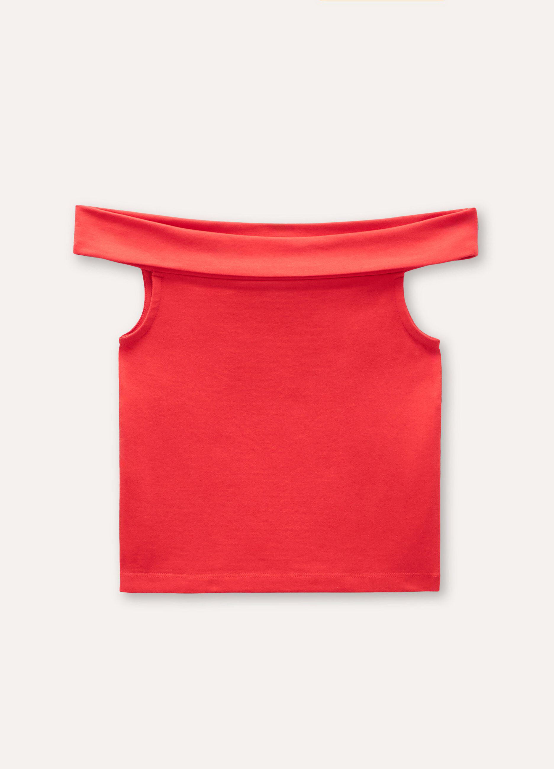 Top con scollo a barca in cotone stretch ragazza