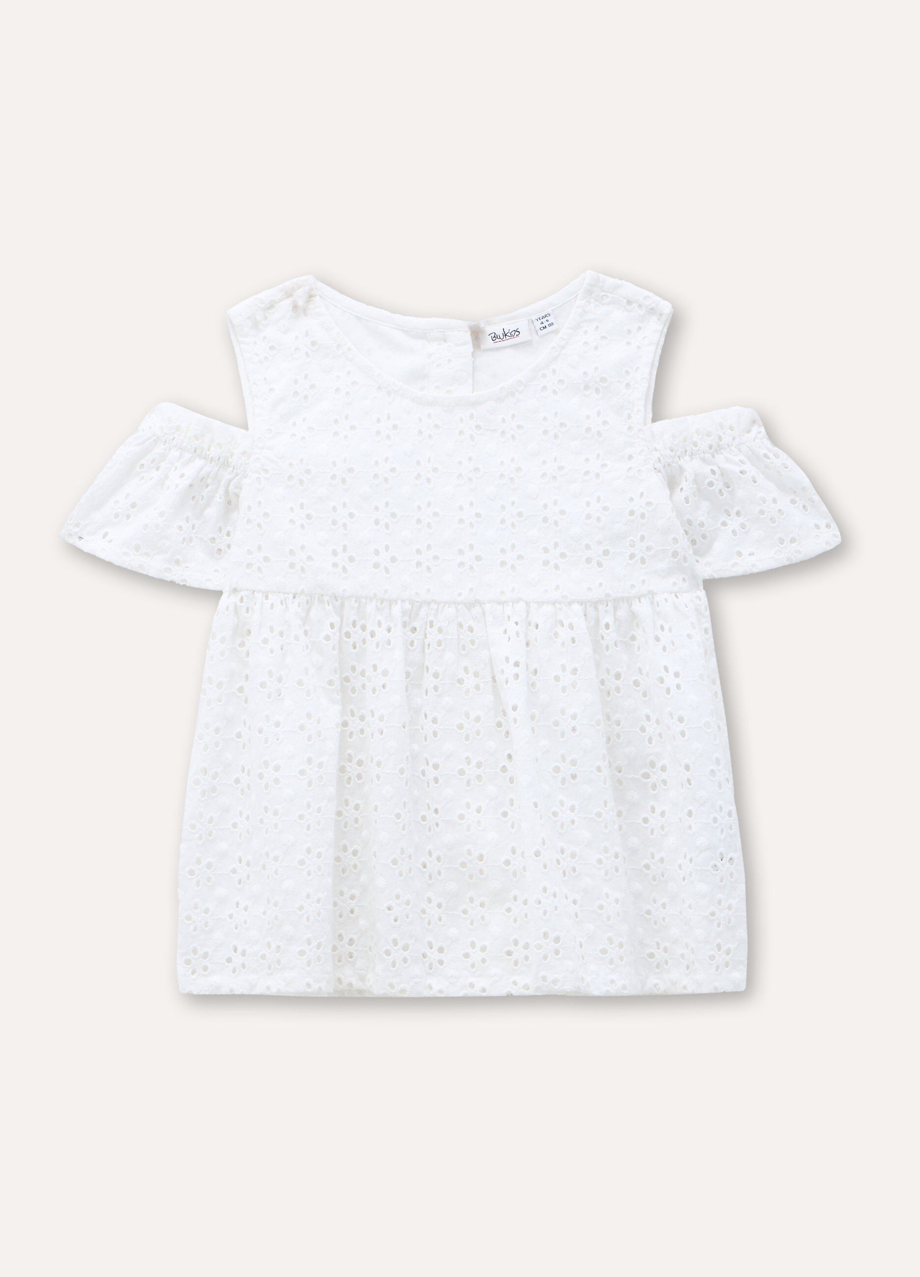 Blusa in puro cotone sangallo bambina