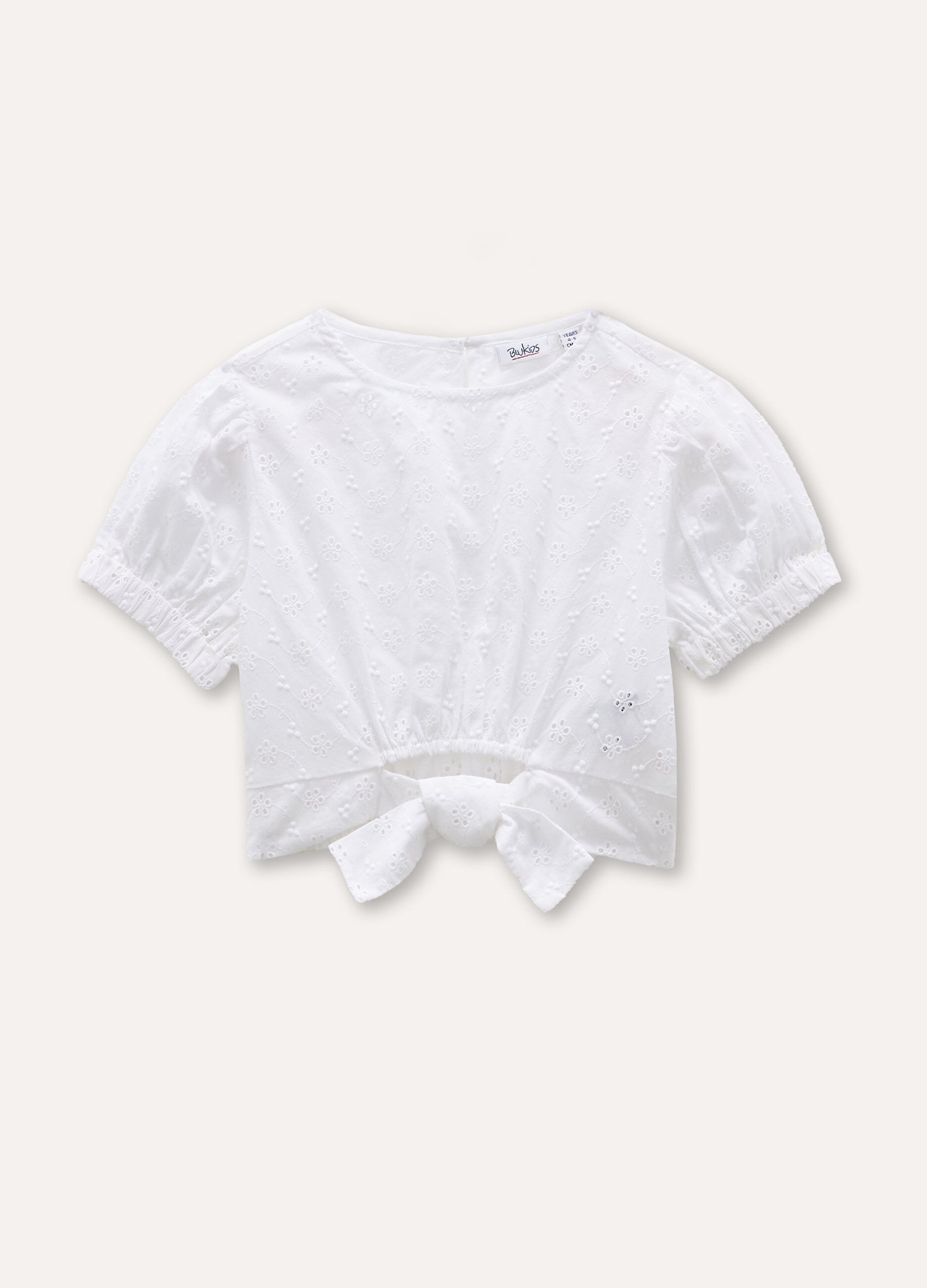 Blusa in puro cotone sangallo bambina