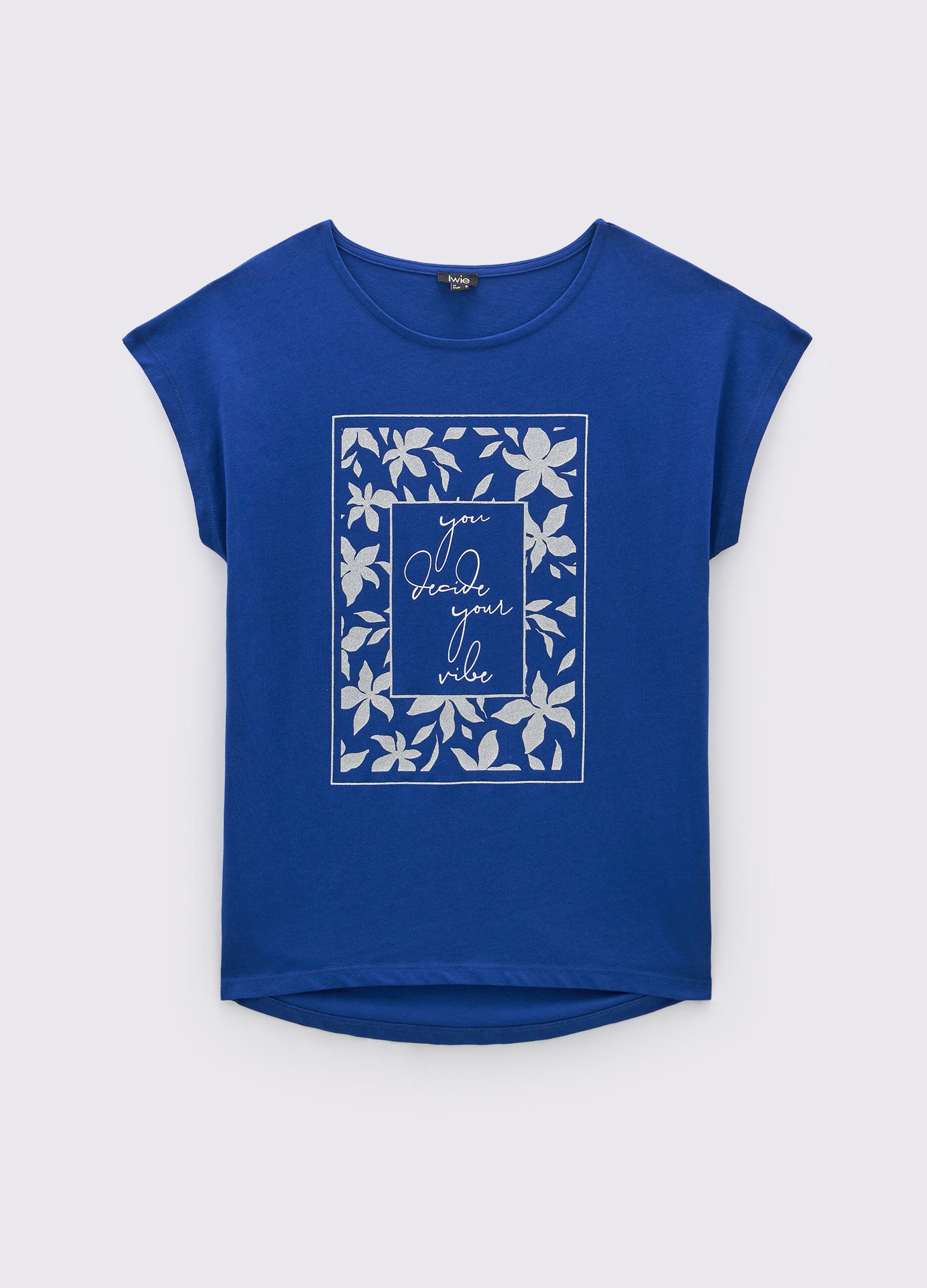 T-shirt in puro cotone con stampa glitter donna