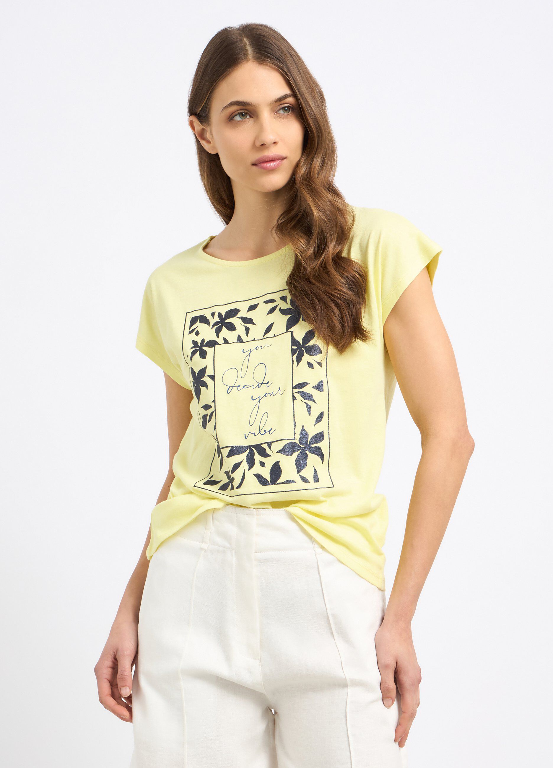 T-shirt in puro cotone con stampa donna
