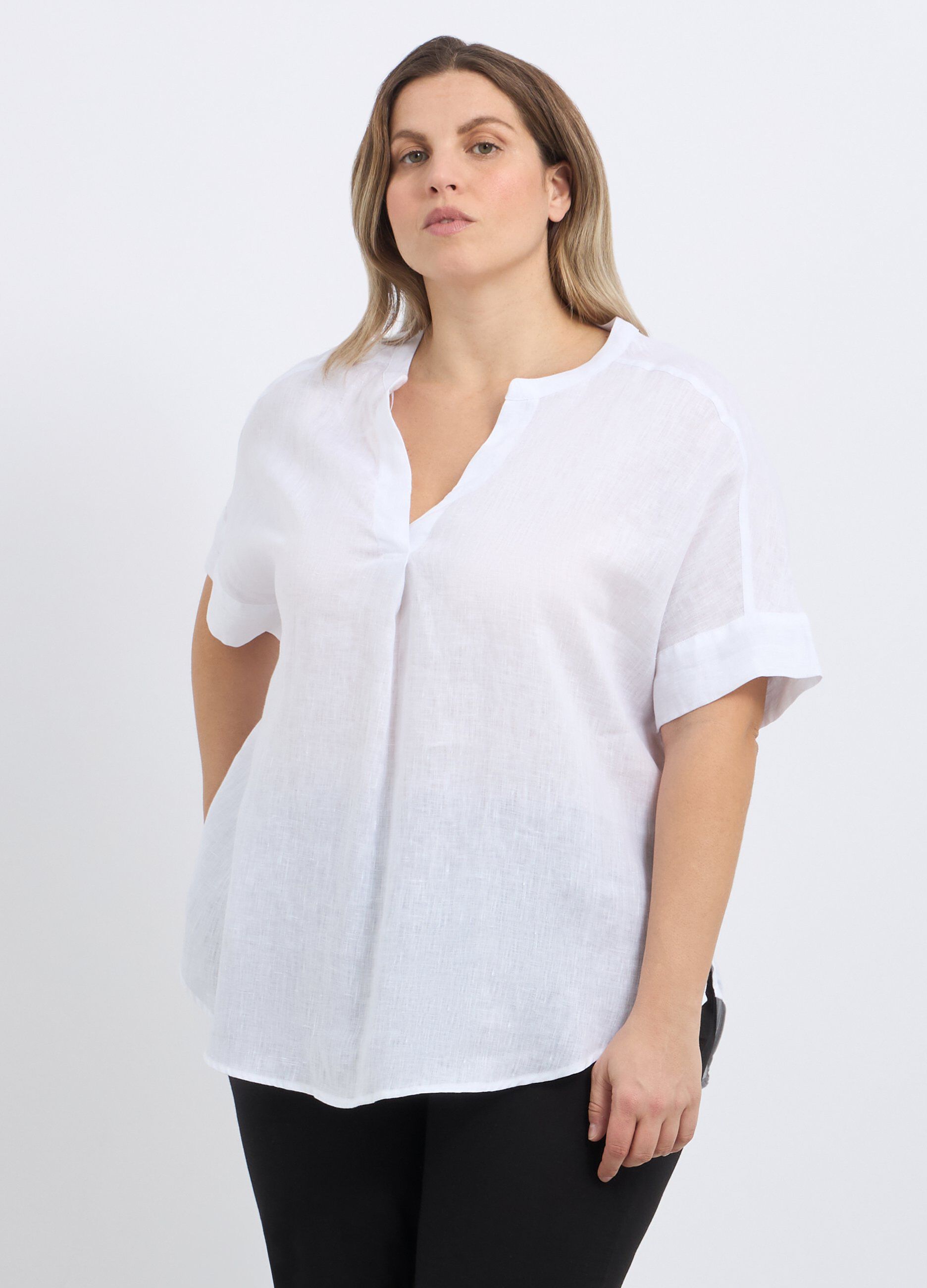 Blusa in puro lino donna curvy