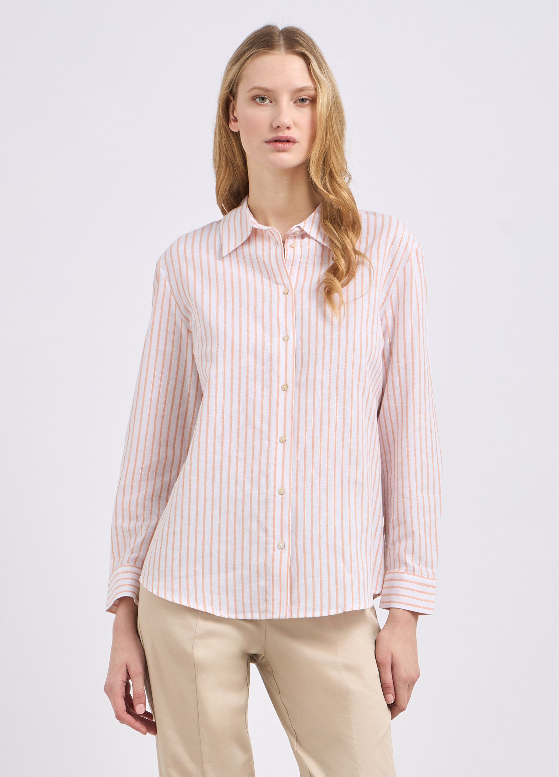 Camicia in misto lino e filo lurex donna