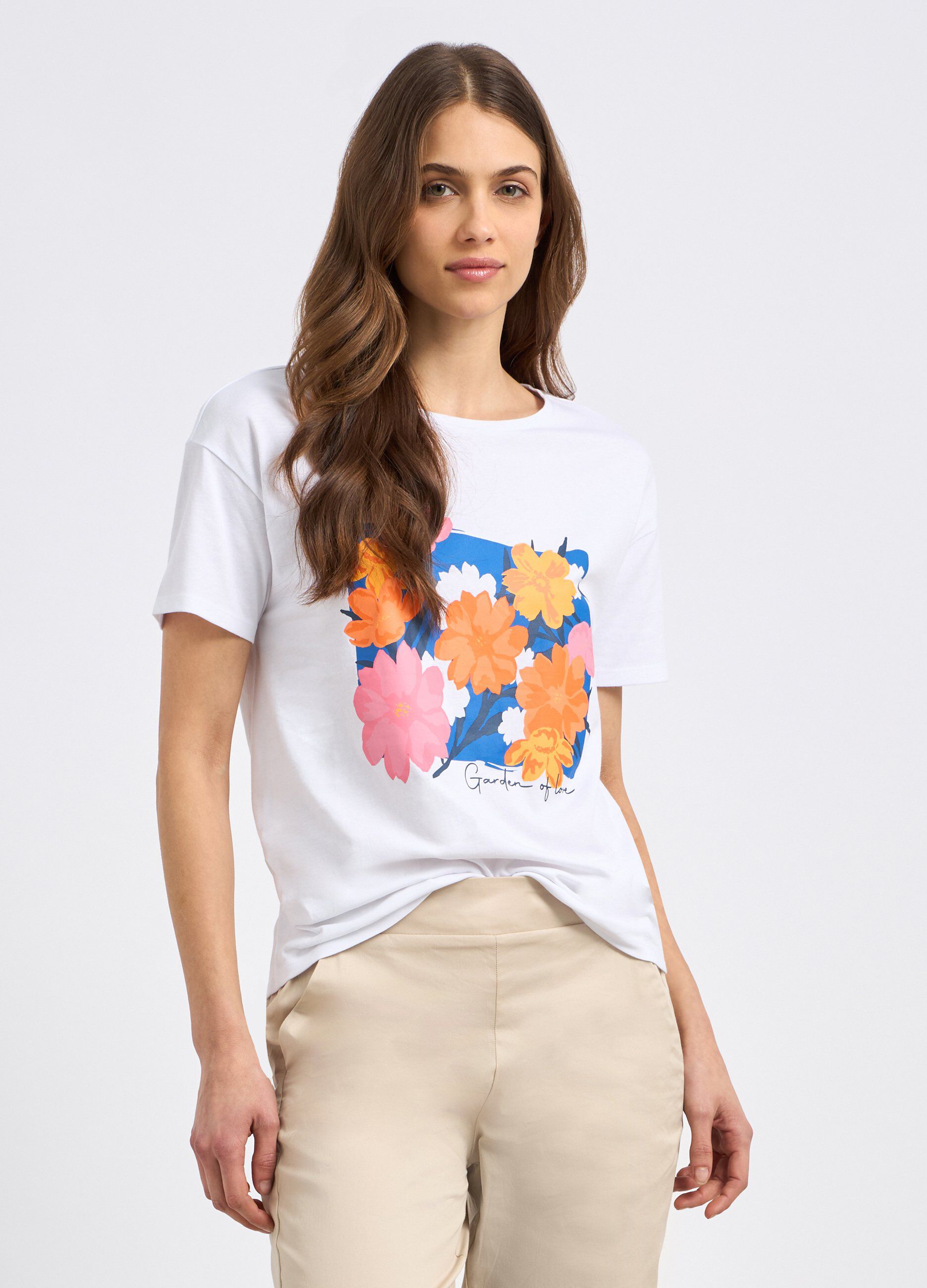 T-shirt in puro cotone con stampa donna