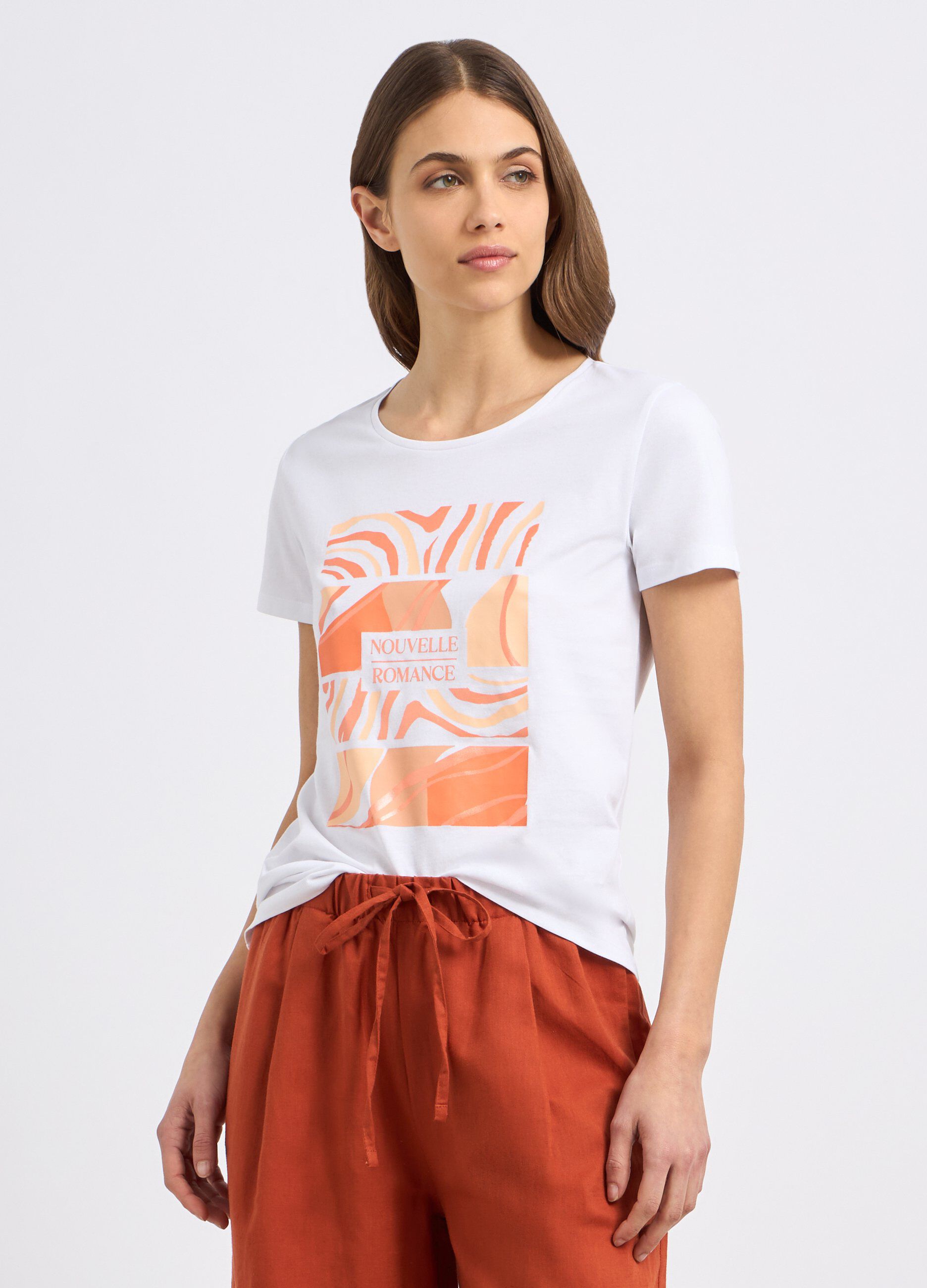 T-shirt in puro cotone con stampa donna