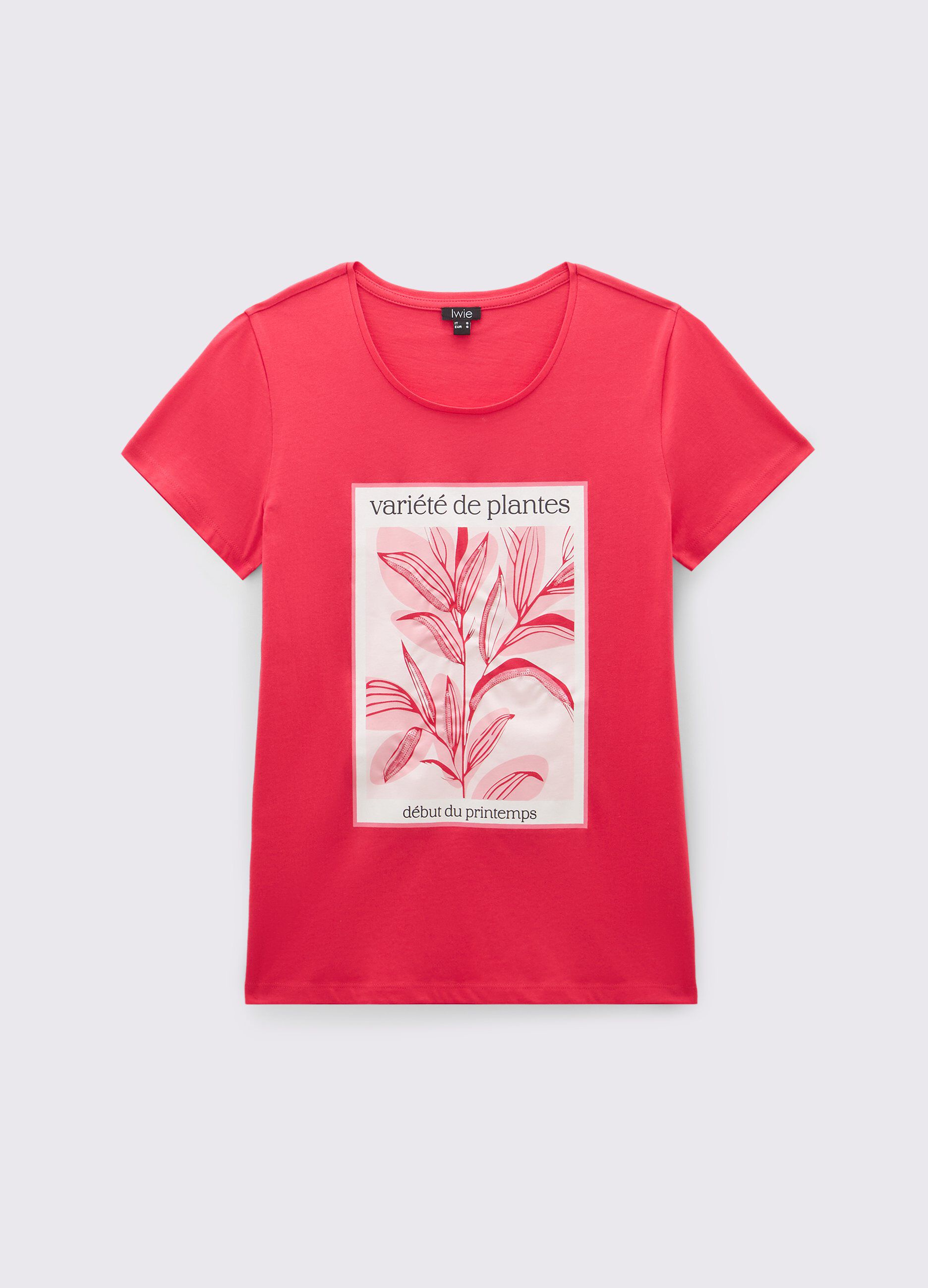 T-shirt in puro cotone con paillettes donna