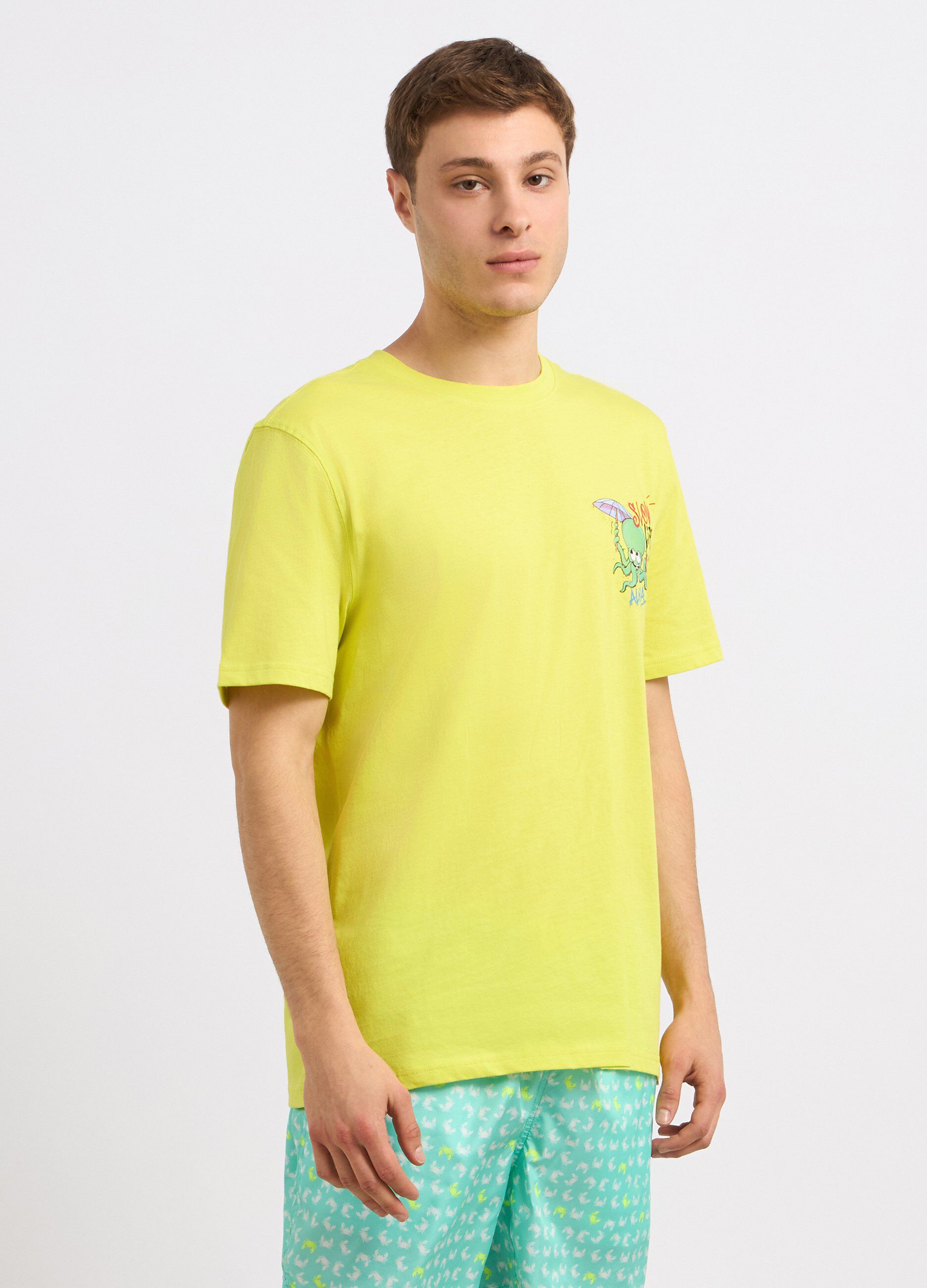 T-shirt in puro cotone con stampa uomo