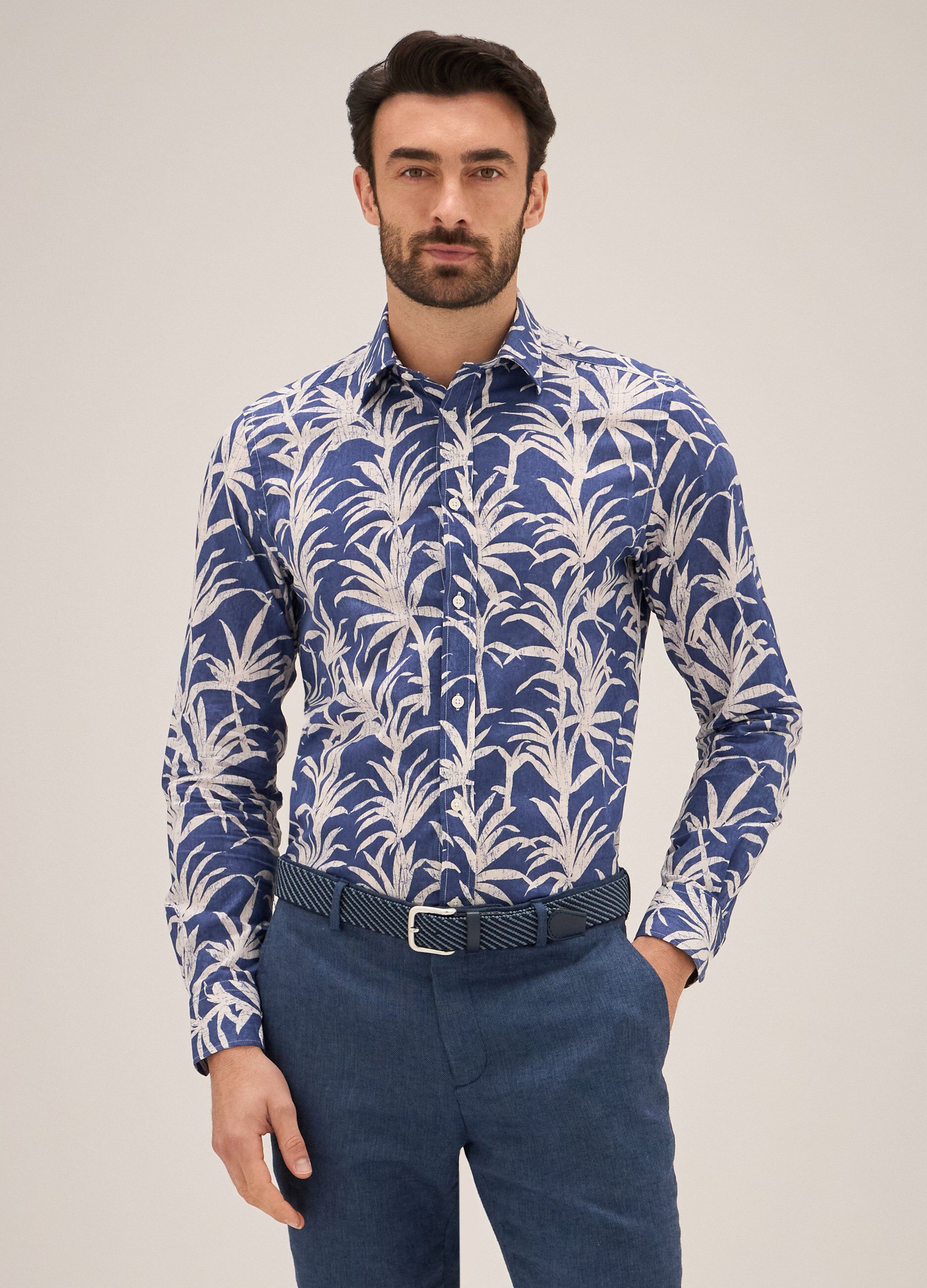 Camicia Rumford stampata in puro cotone uomo