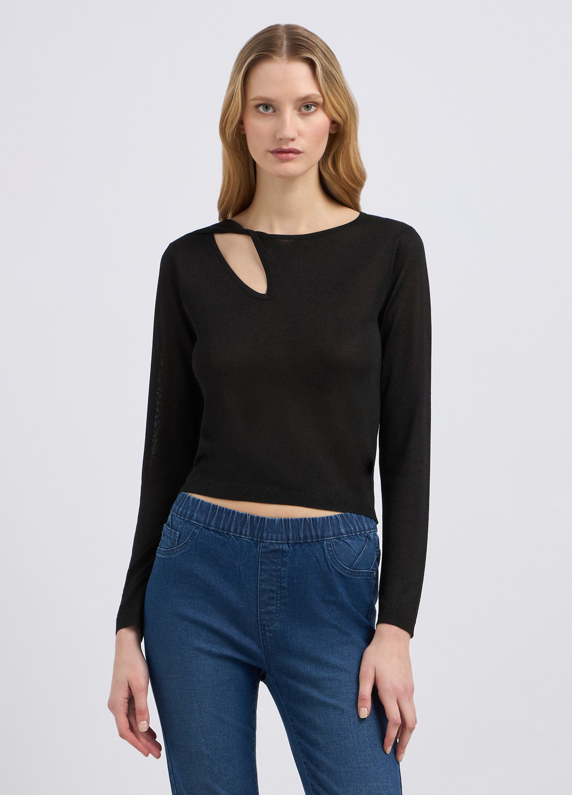 T-shirt in misto modal con cut out donna