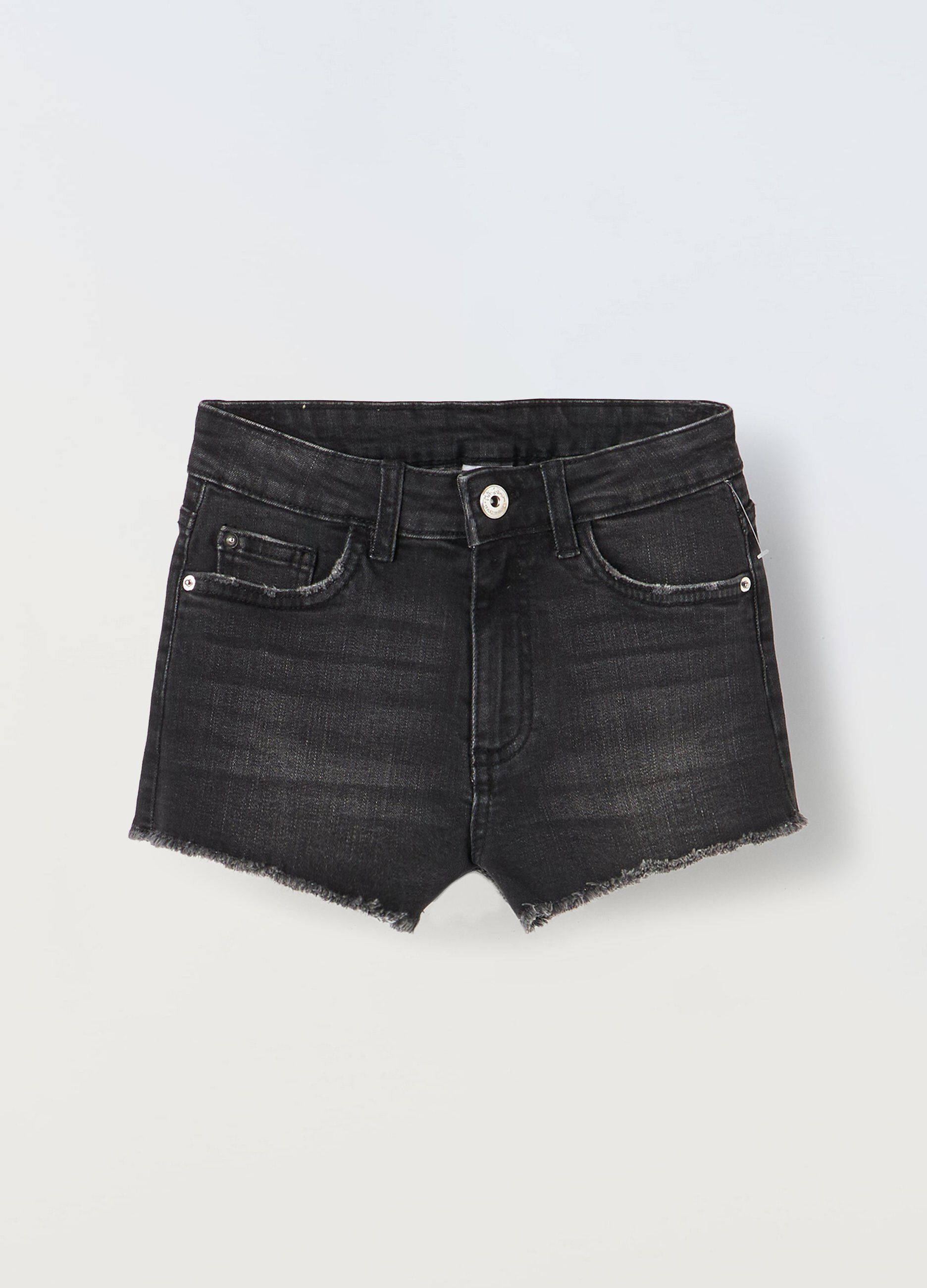 Shorts in denim di cotone stretch ragazza