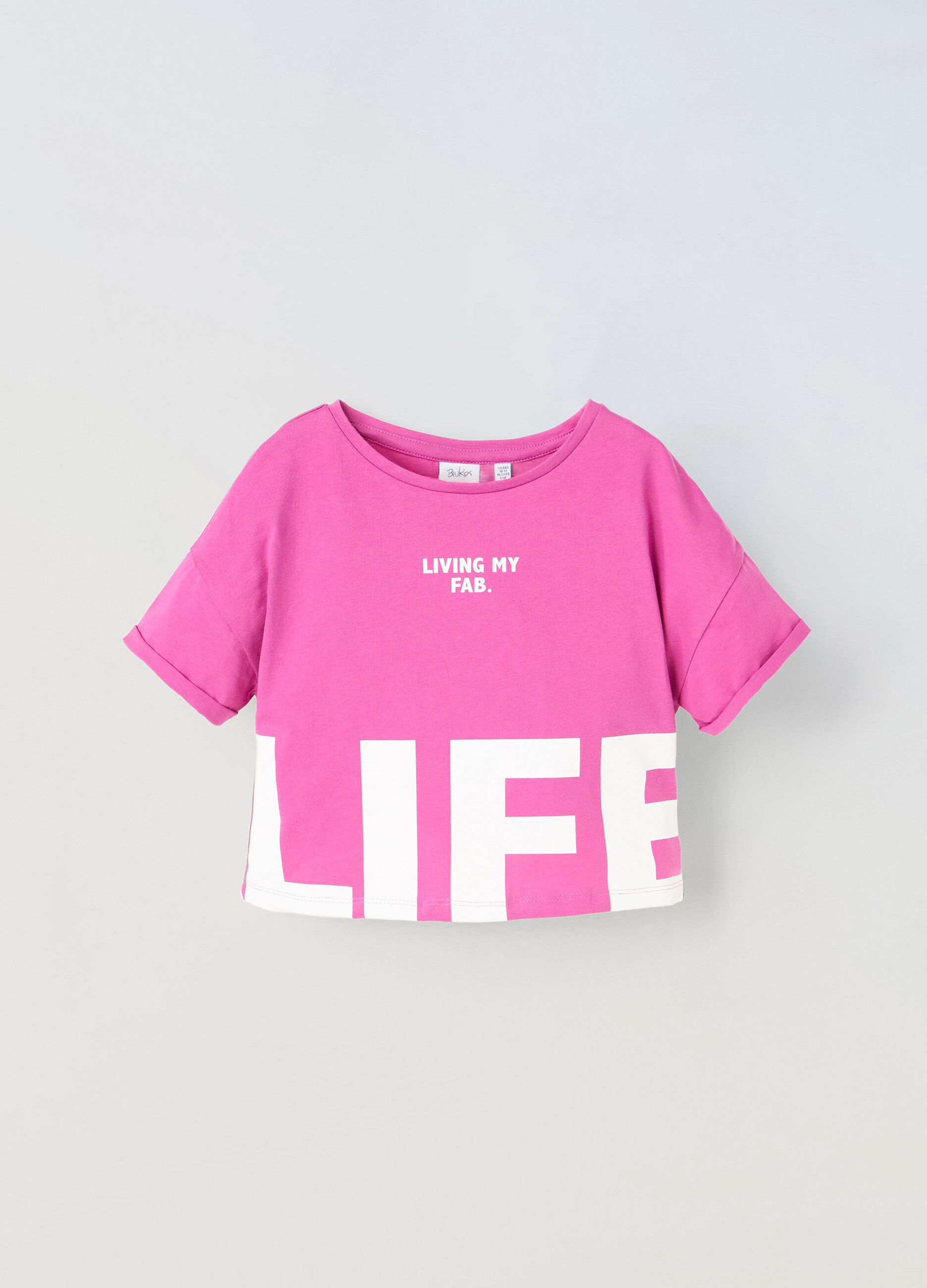 T-shirt in puro cotone con scollo a barchetta ragazza