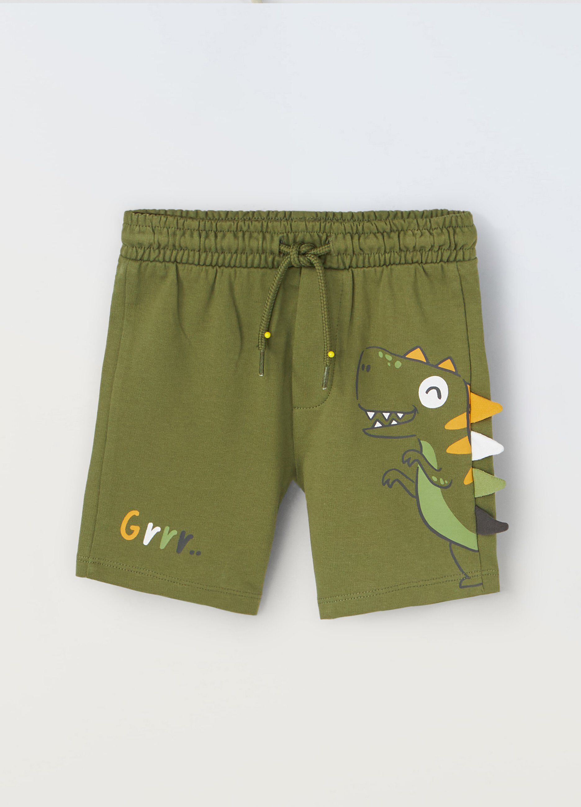 Shorts in puro cotone con stampa neonato