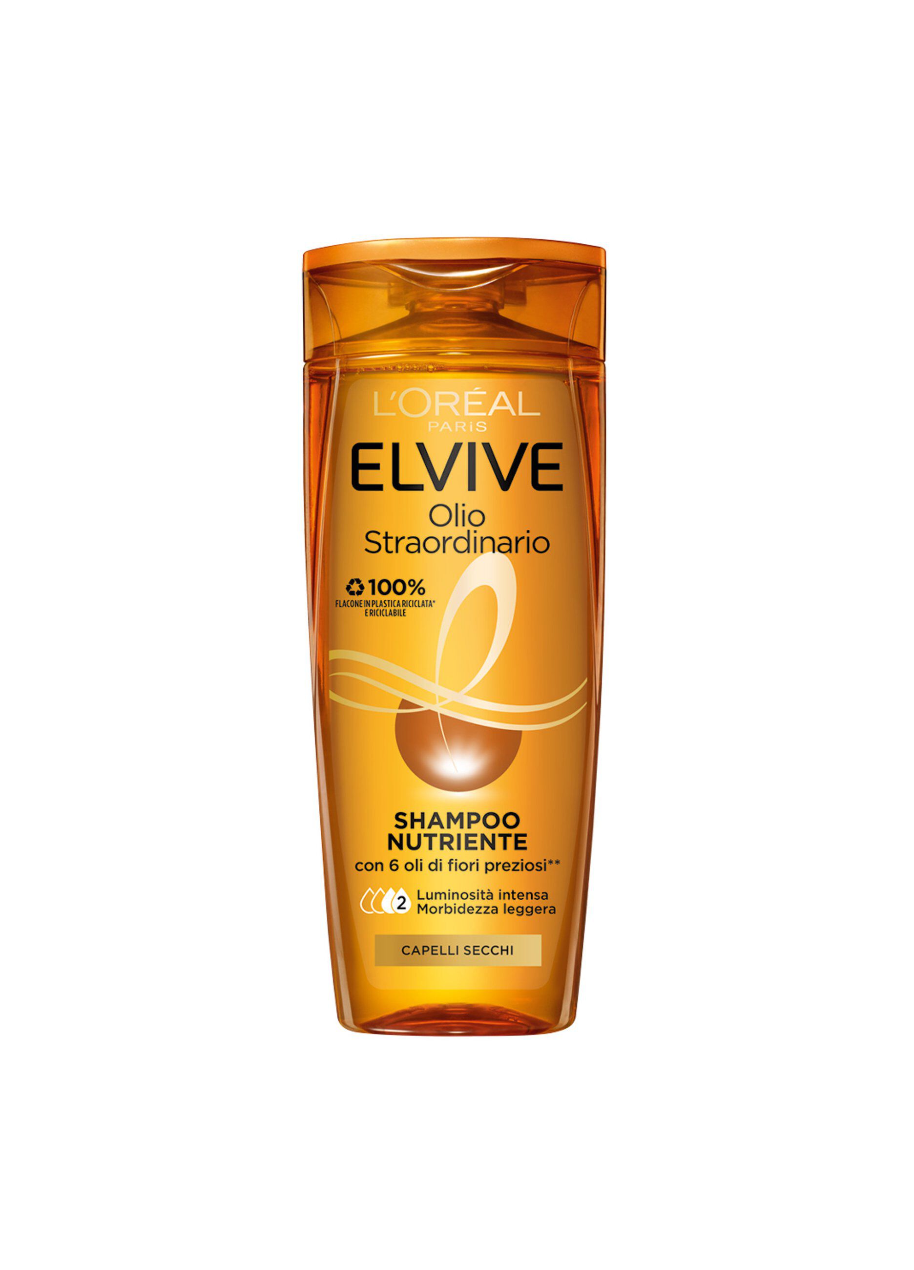 L'OrÃ©al Paris Shampoo Elvive Olio Straordinario, Azione Nutriente per Capelli Secchi, 250 ml.