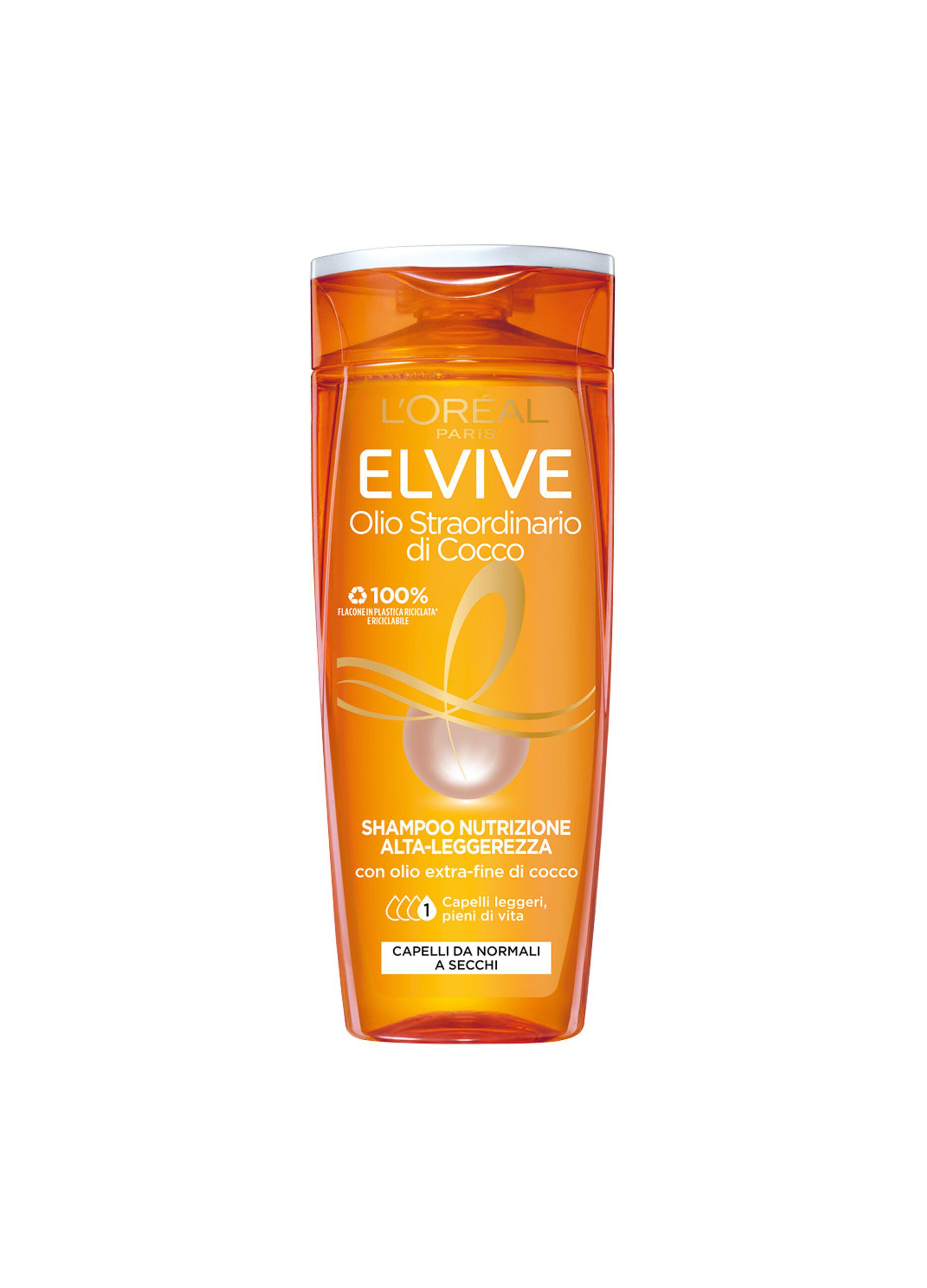 L'OrÃ©al Paris Shampoo Elvive Olio Straordinario Cocco, Per Capelli da Normali a Secchi, 250 ml.