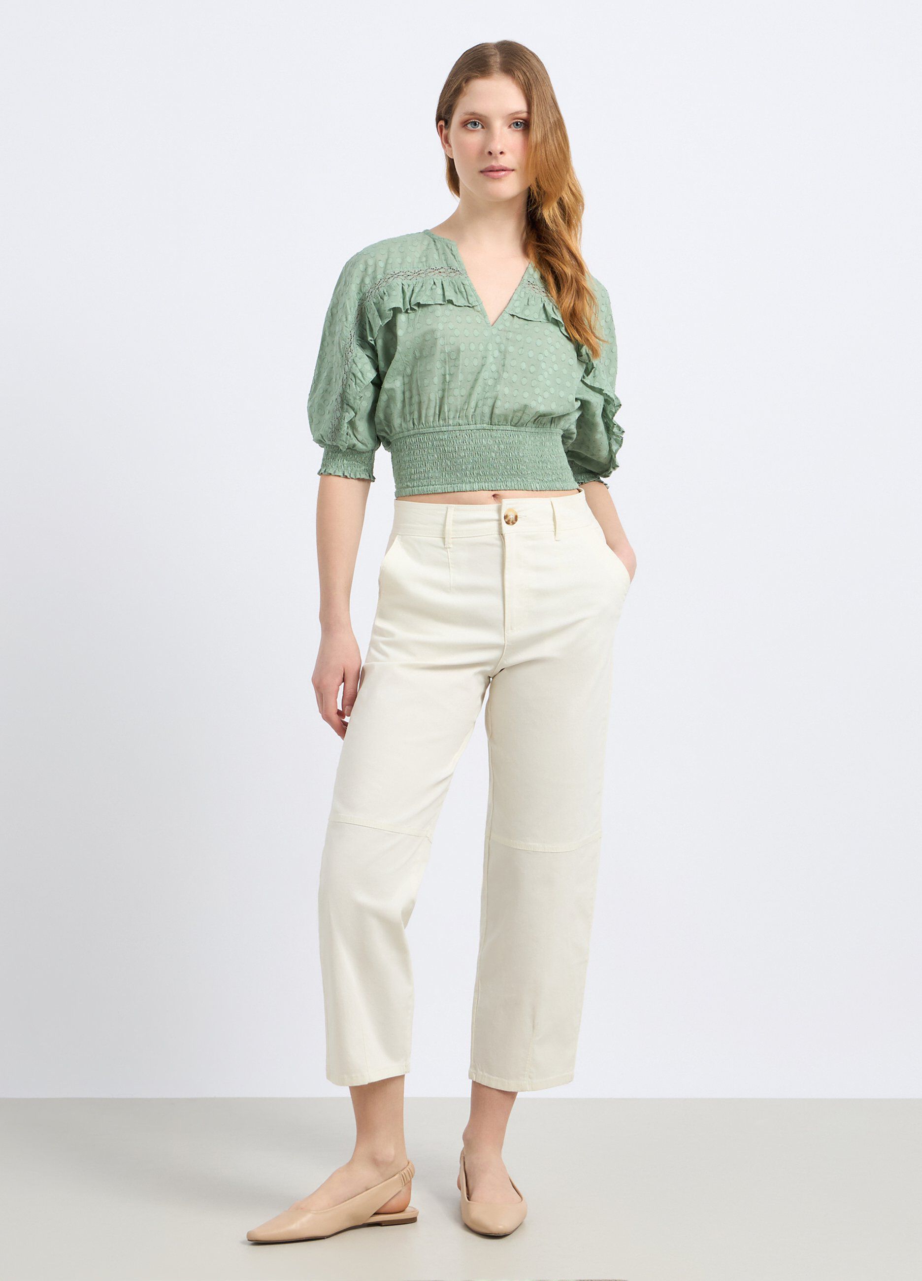 Pantaloni in cotone stretch donna