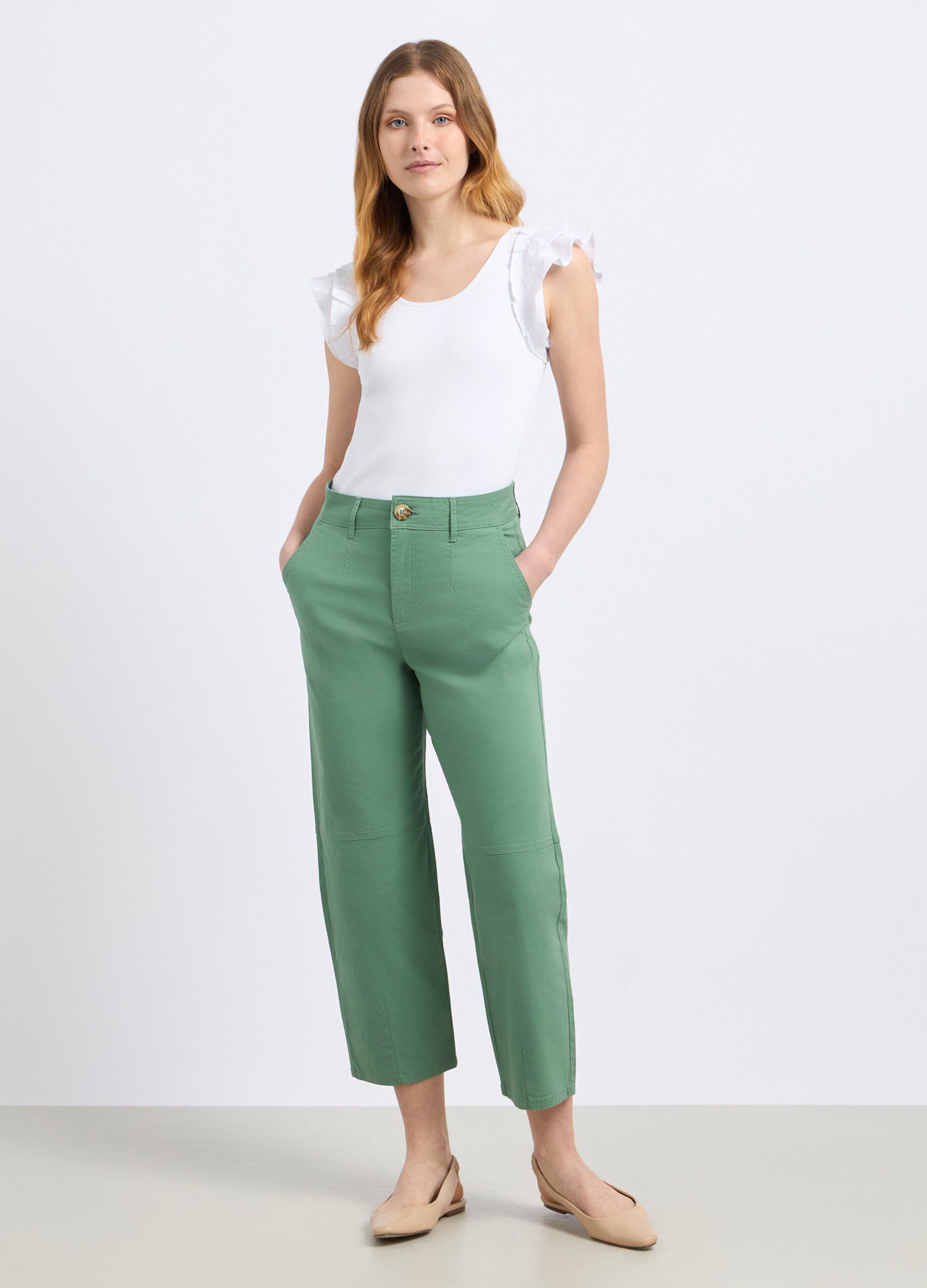 Pantaloni in cotone stretch donna