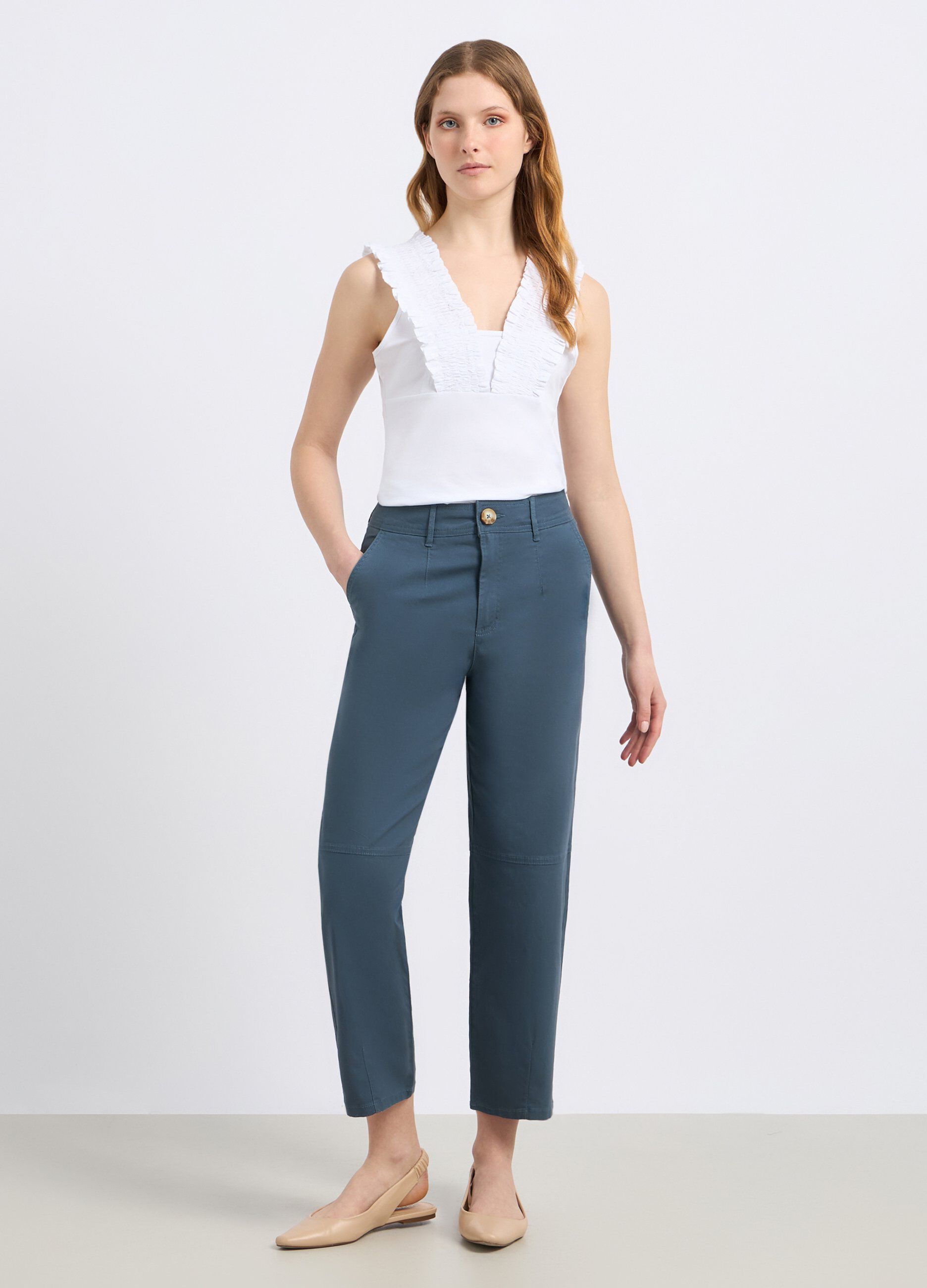 Pantaloni in cotone stretch donna