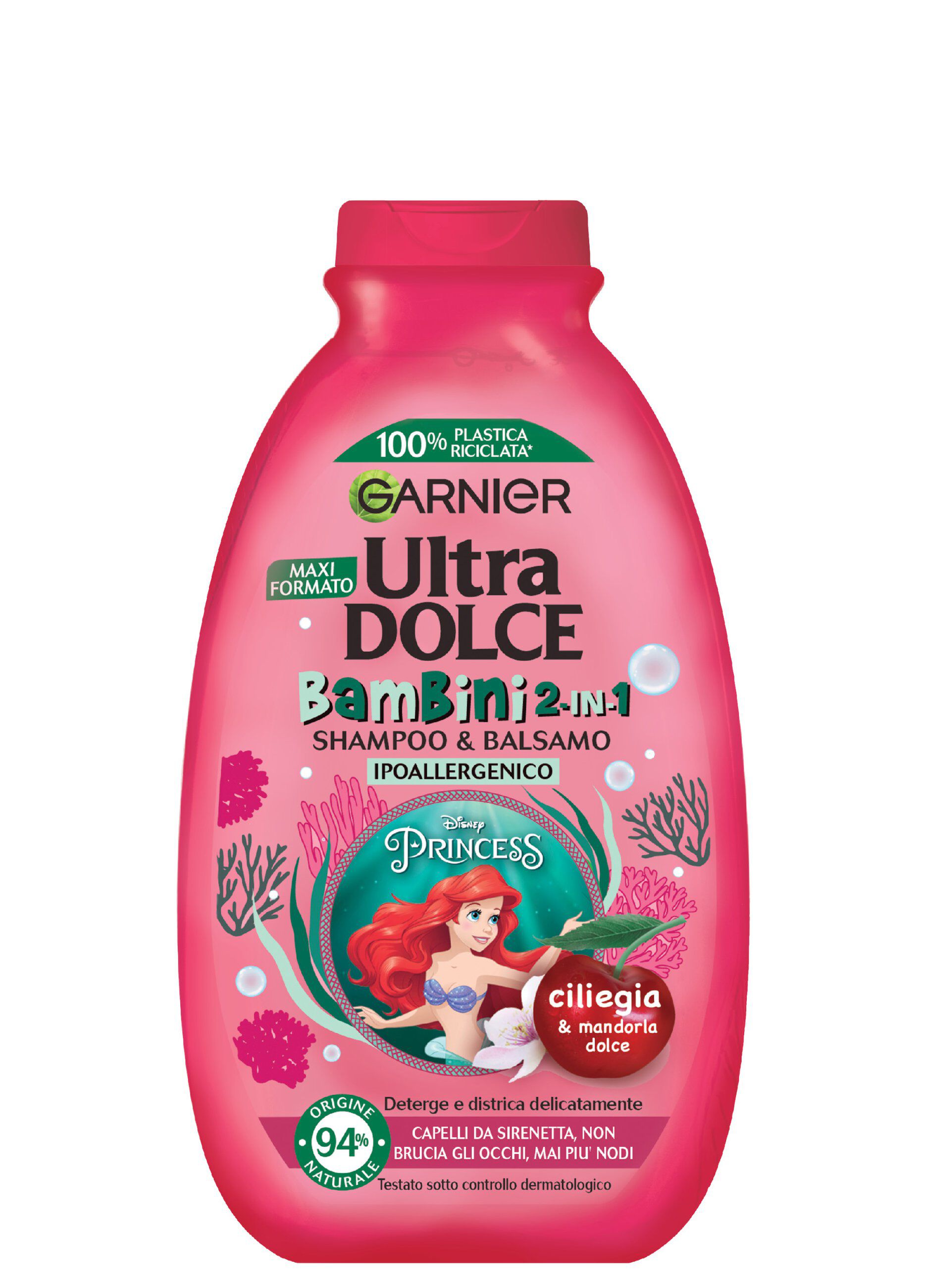 Garnier Shampoo Bambine Ultra Dolce Bambini Ciliegia e Mandorla Dolce 2in1, Shampoo Delicato Ideale per i Bambini, 300 ml.
