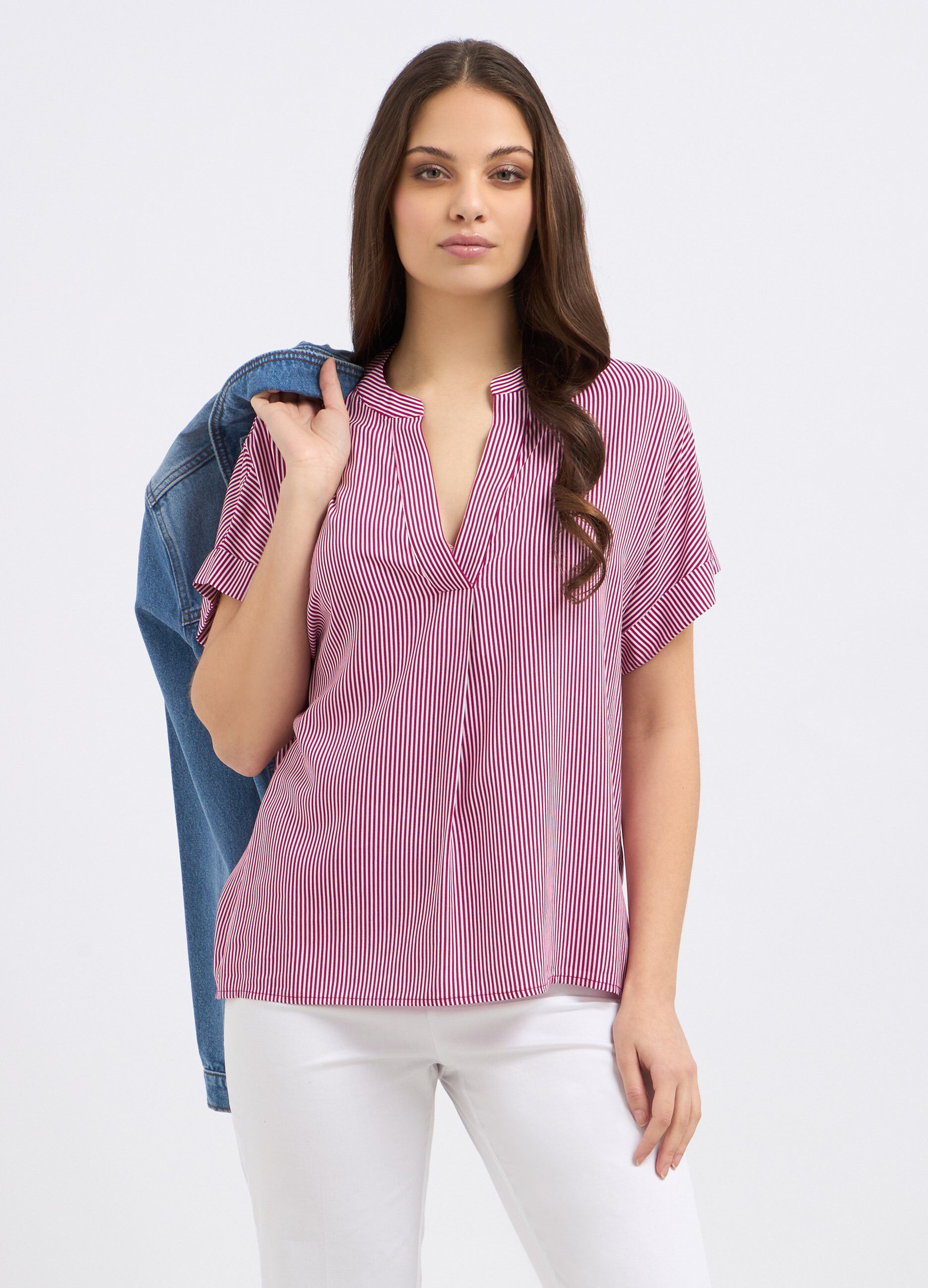 Blusa in pura viscosa a righe donna