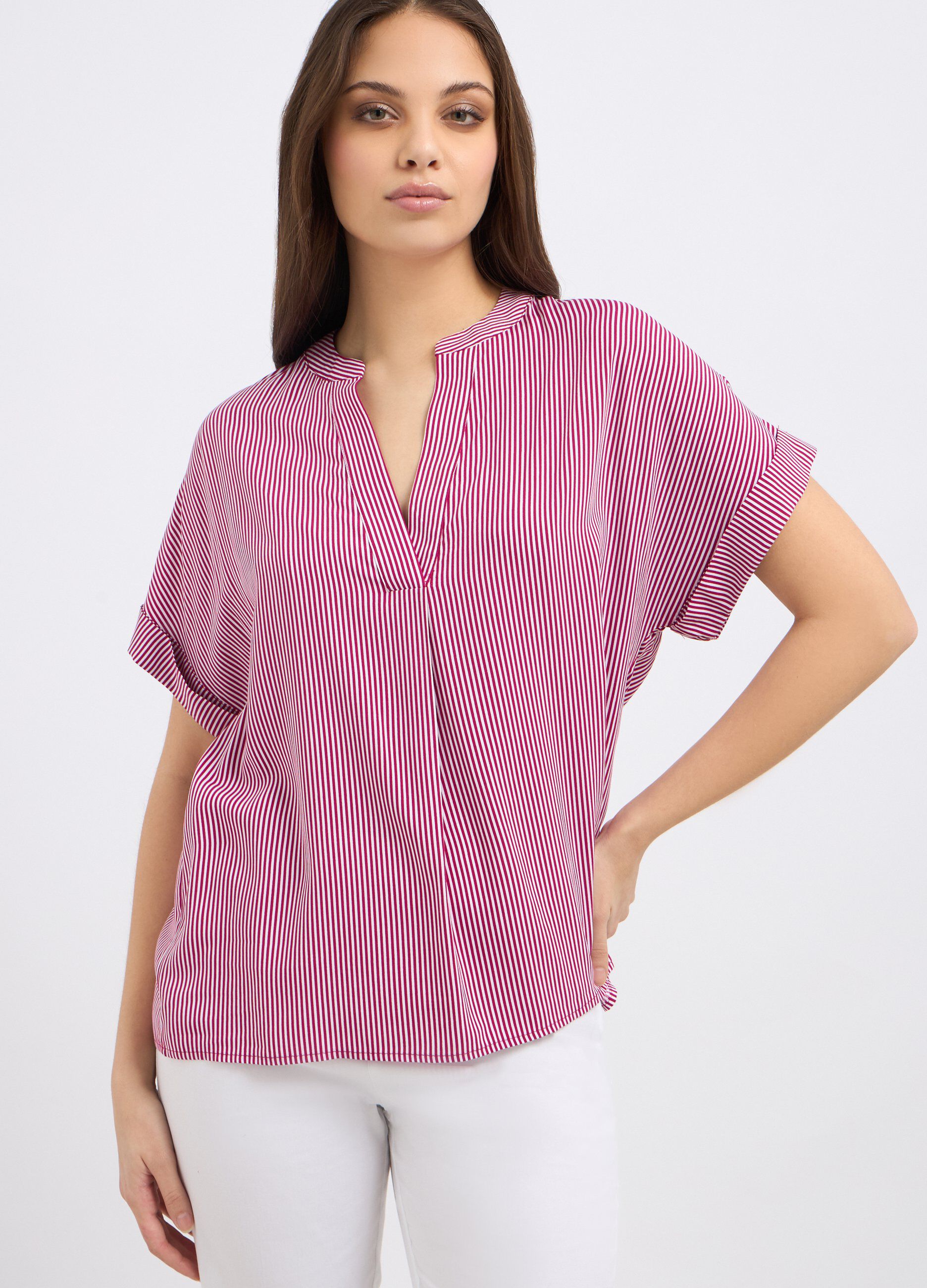 Blusa in pura viscosa a righe donna 4 Blusa in pura viscosa a righe donna