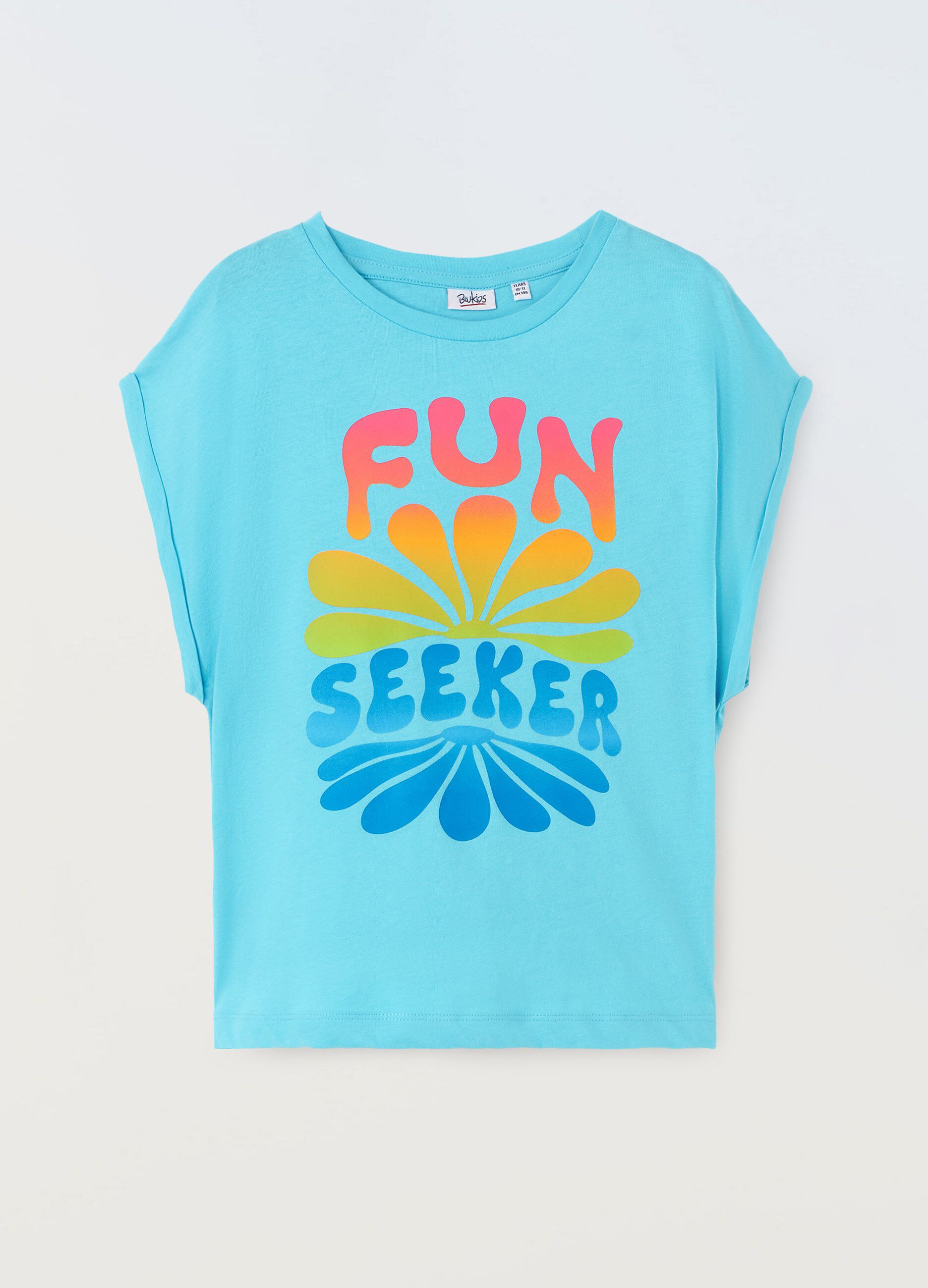 T-shirt cropped in puro cotone ragazza