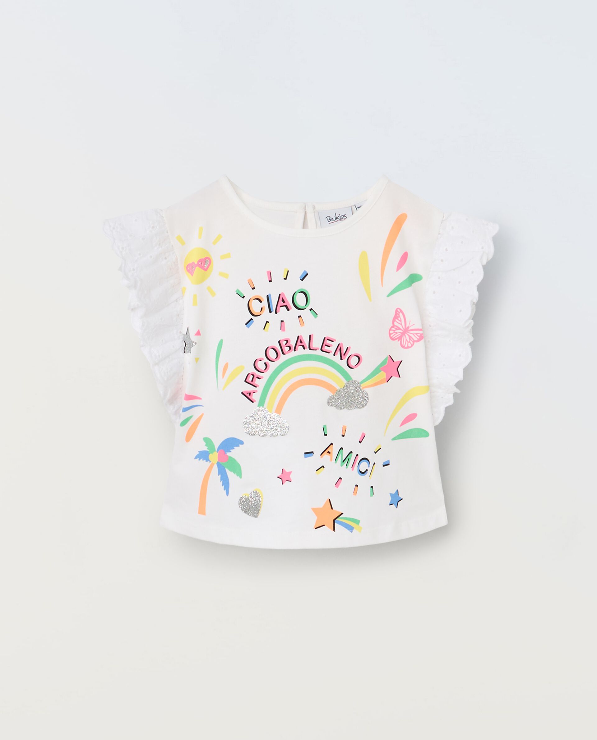T-shirt con maniche in sangallo neonata