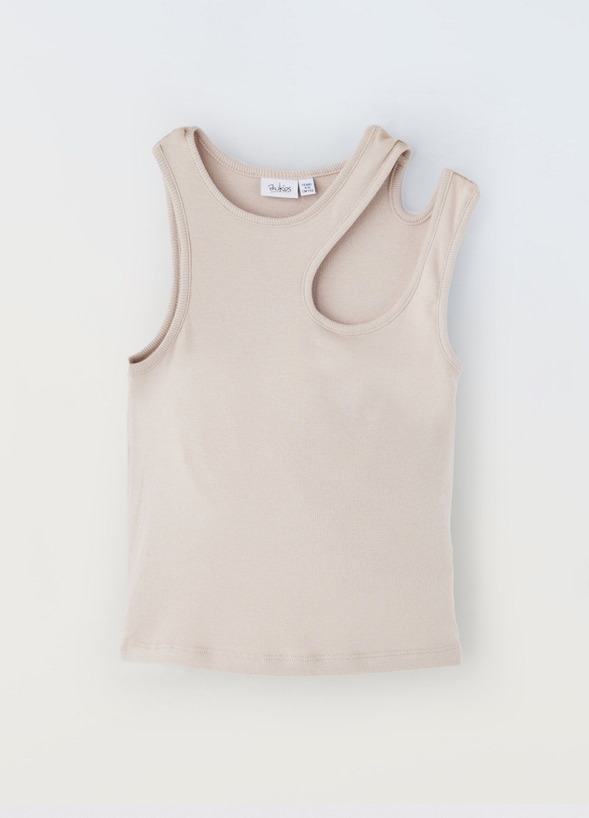 Canotta in misto cotone stretch con cut out ragazza