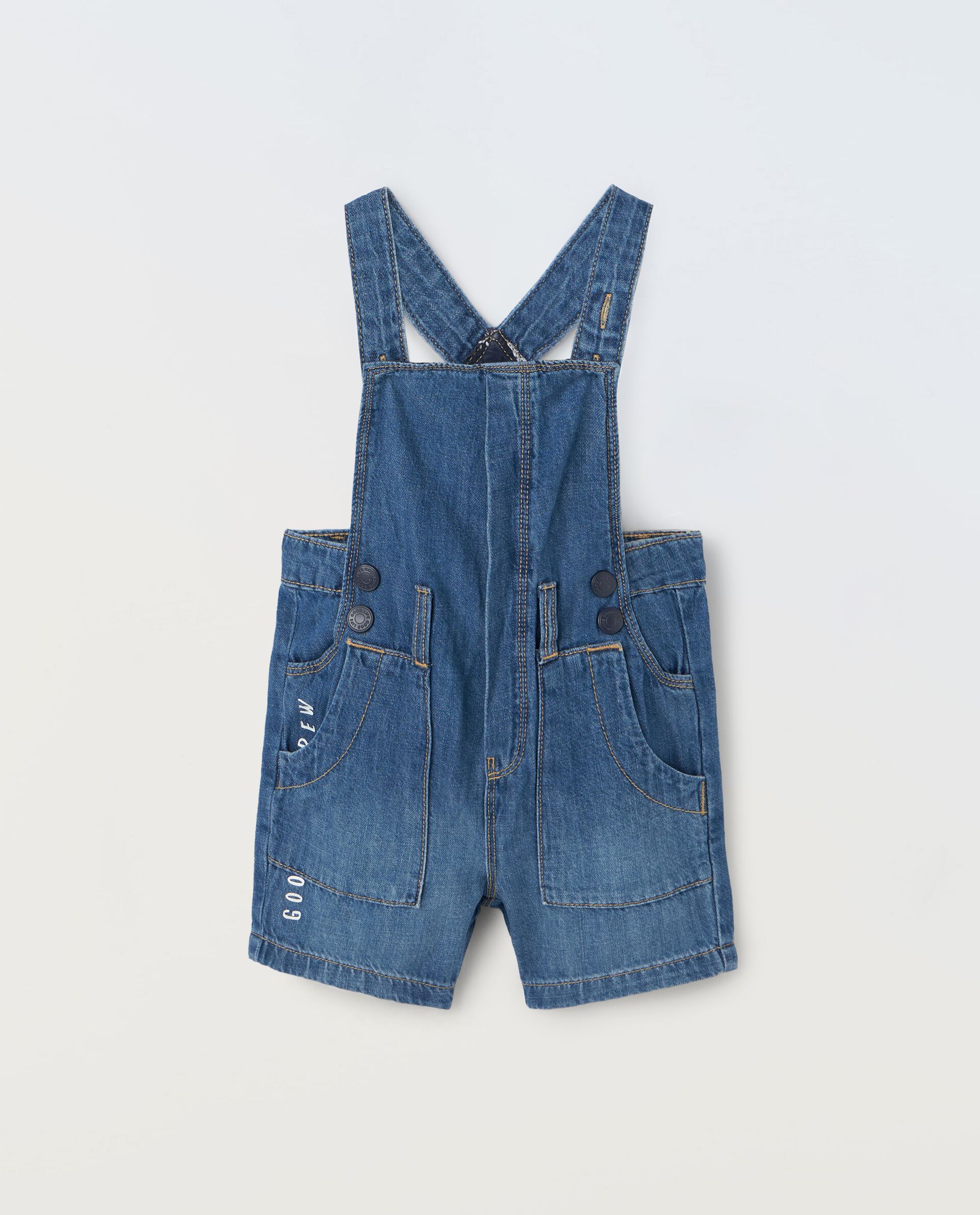 Salopette in denim di puro cotone neonato