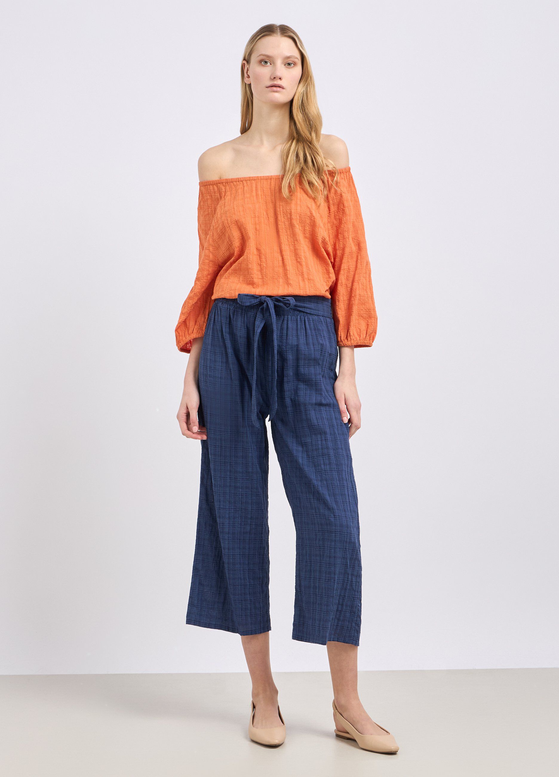 Culotte wide leg in cotone donna