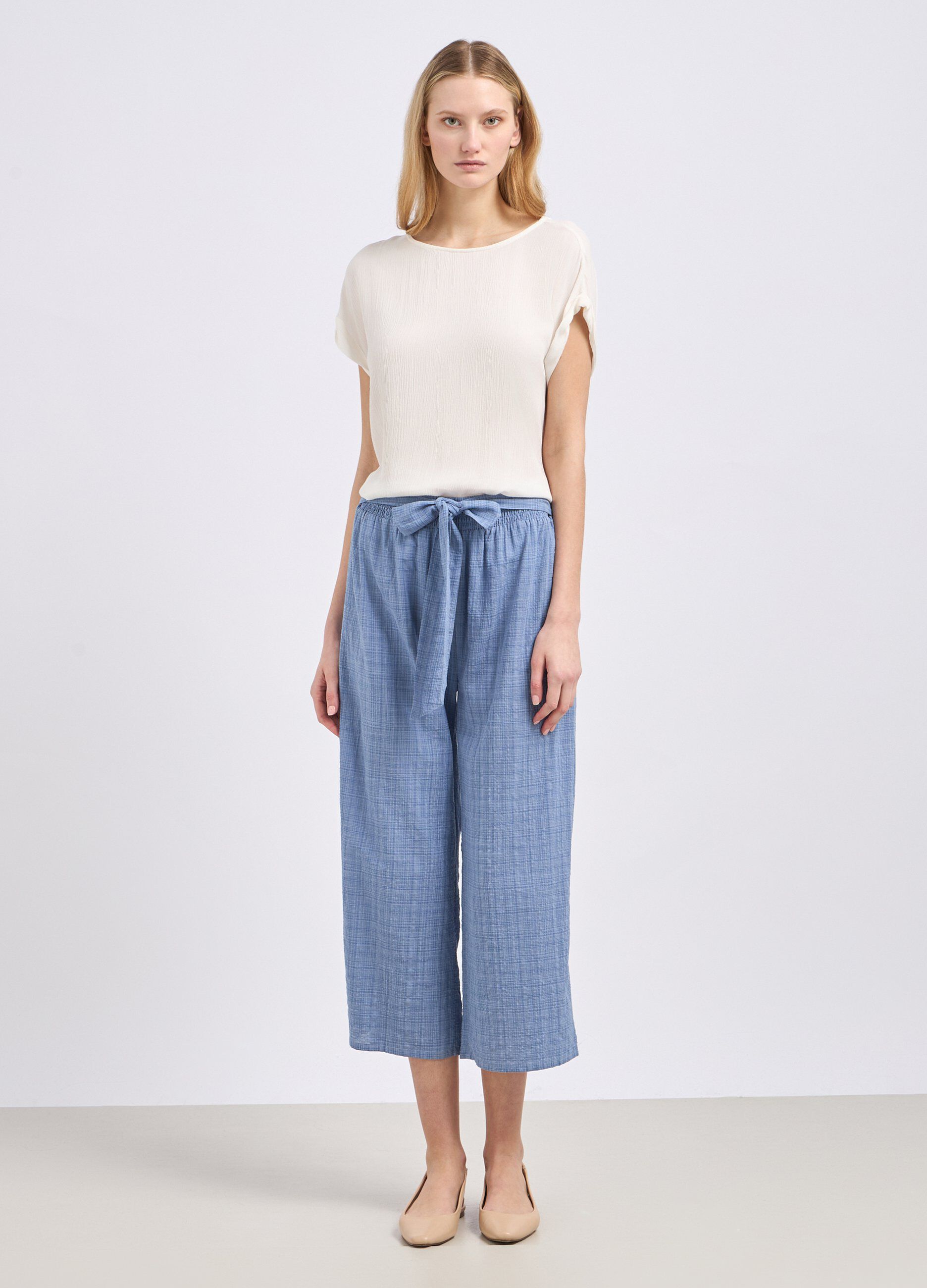 Culotte wide leg in cotone donna