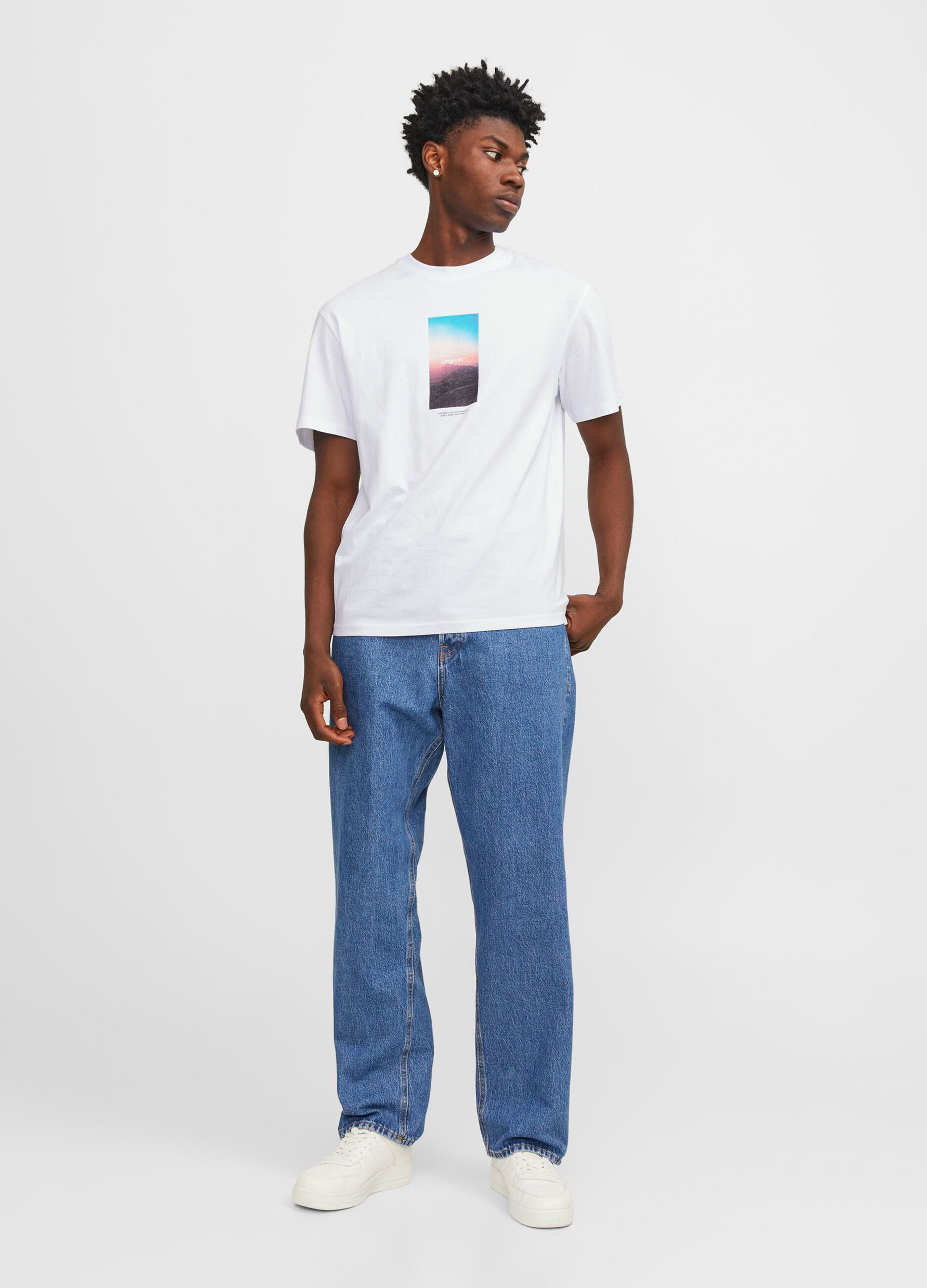 T-shirt girocollo con stampa uomo