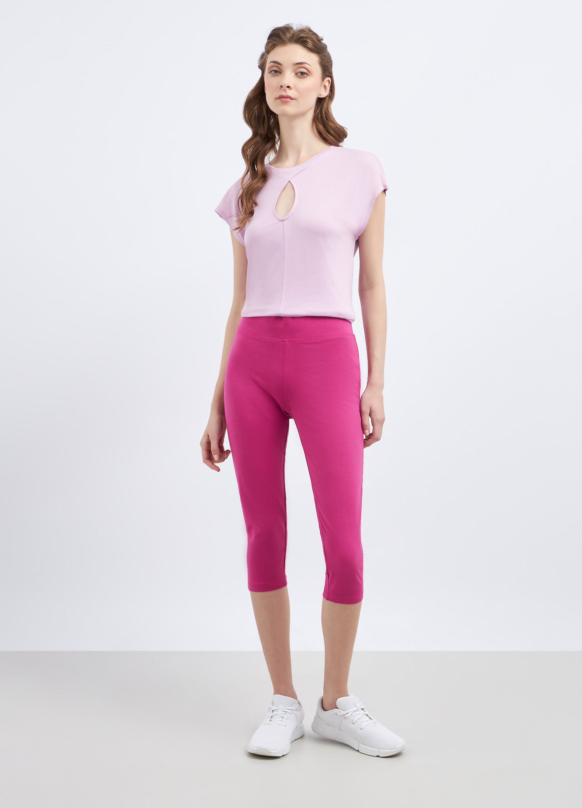 Leggings capri in cotone stretch donna