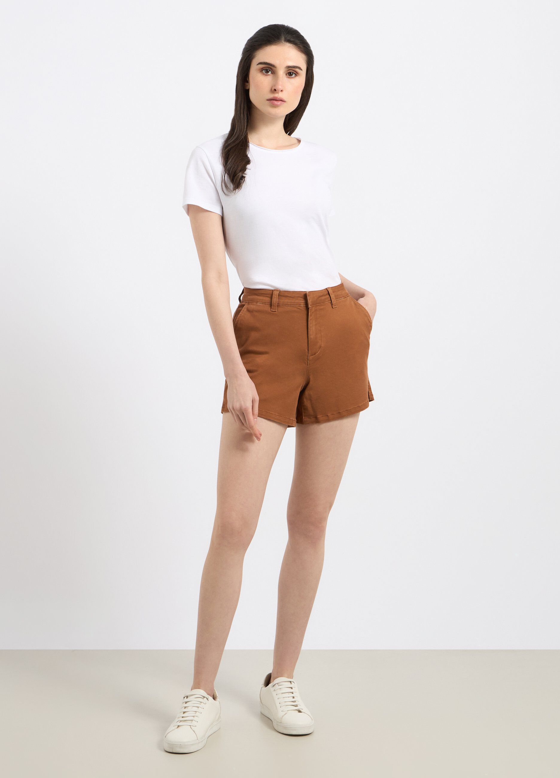 Shorts in denim di misto cotone donna