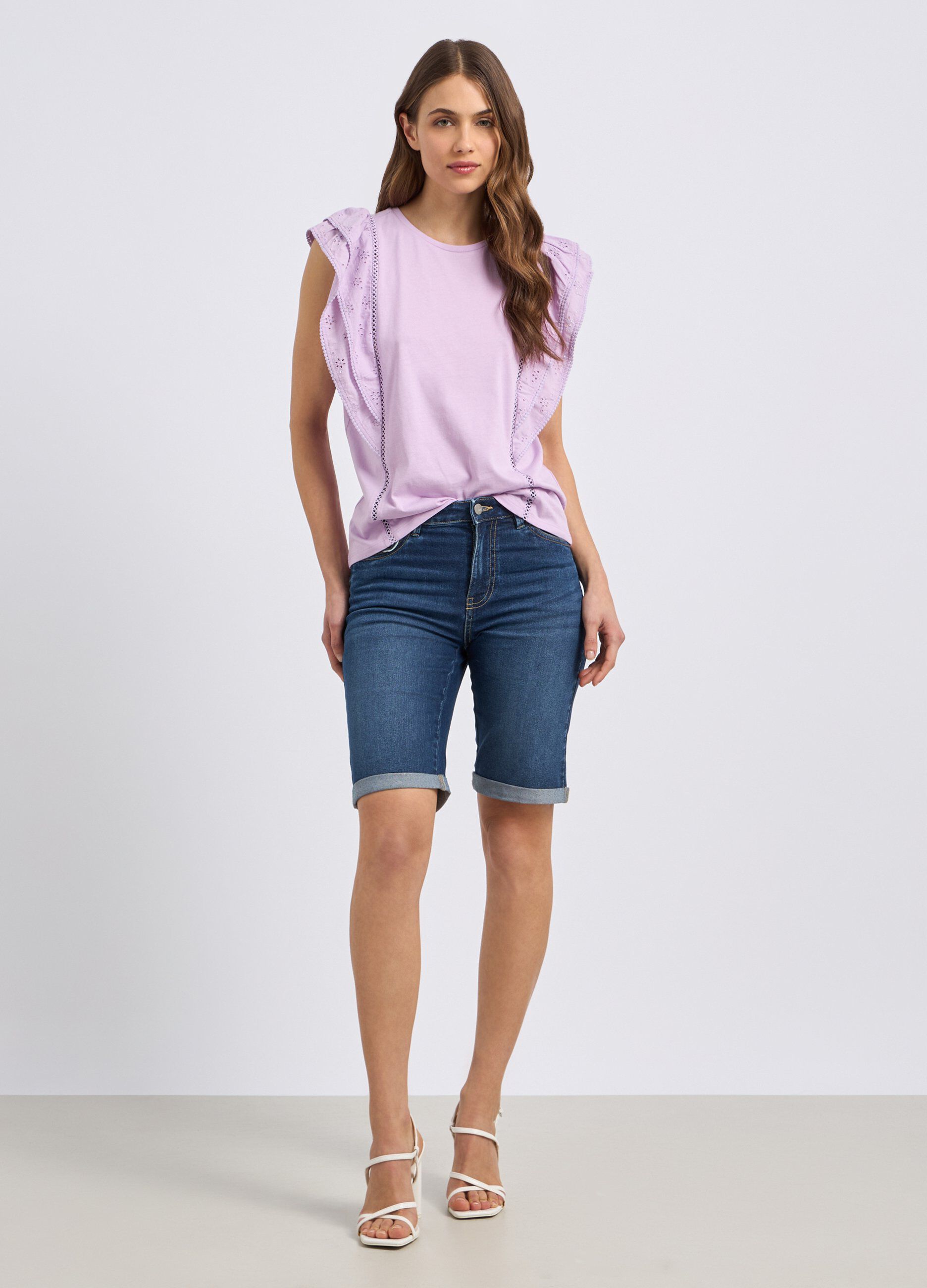Bermuda in denim di misto cotone donna