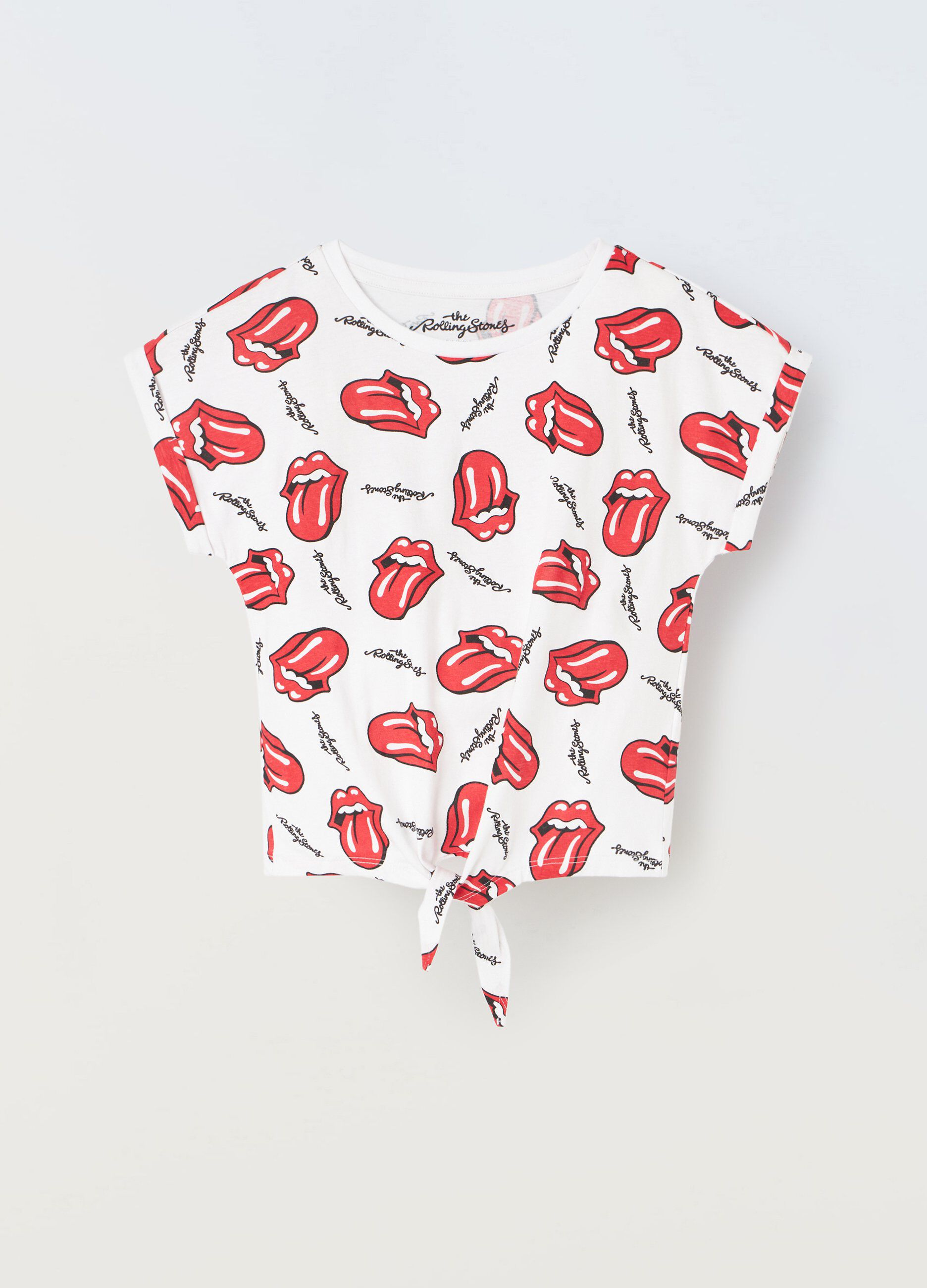 T-shirt in puro cotone con nodo ragazza