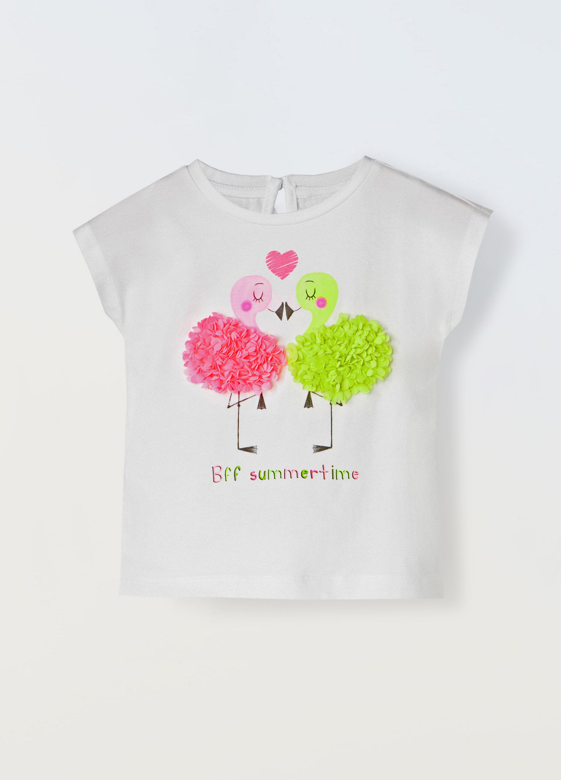 T-shirt in cotone stretch con applicazioni neonata