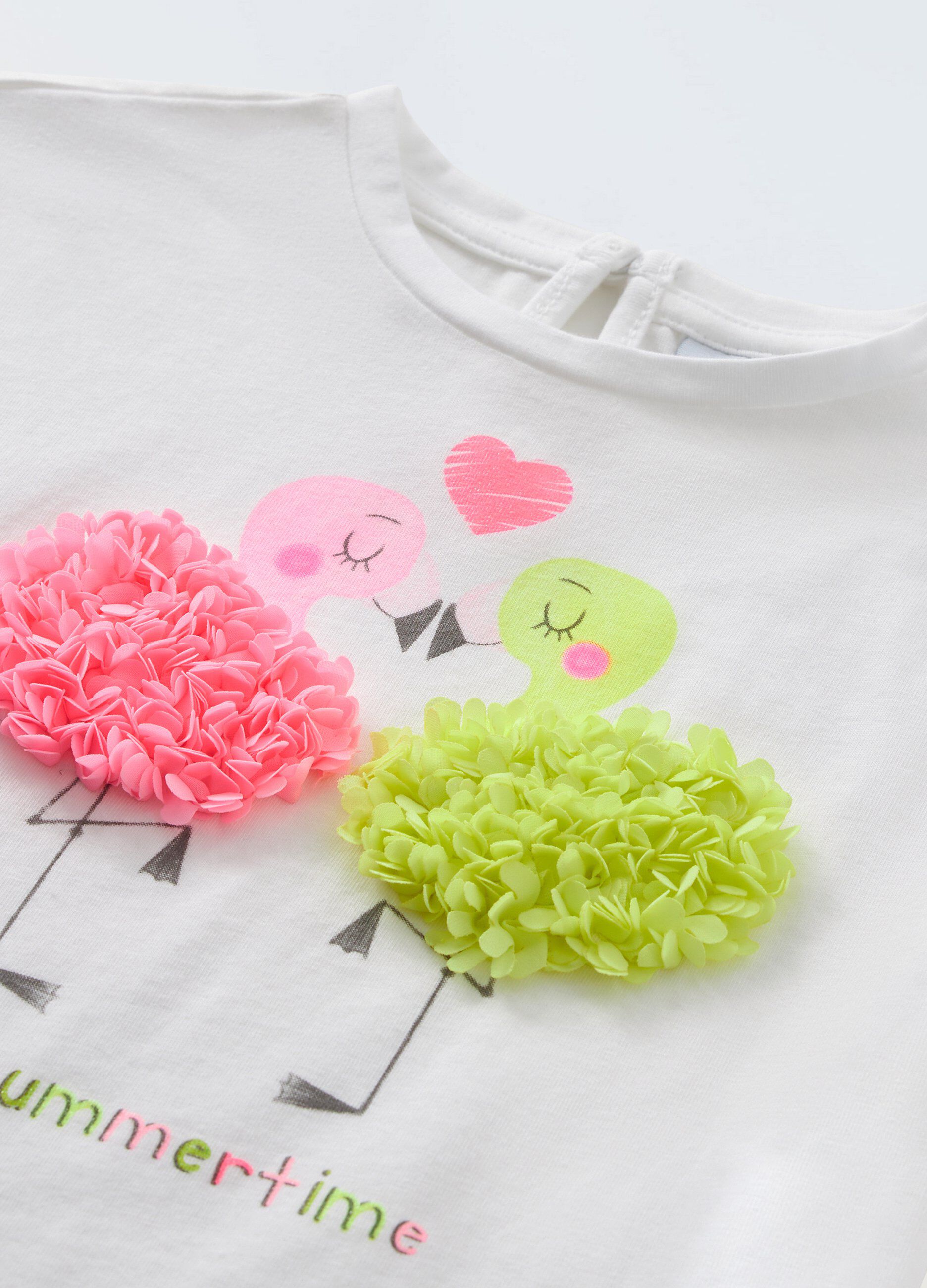 T-shirt in cotone stretch con applicazioni neonata 3 T-shirt in cotone stretch con applicazioni neonata