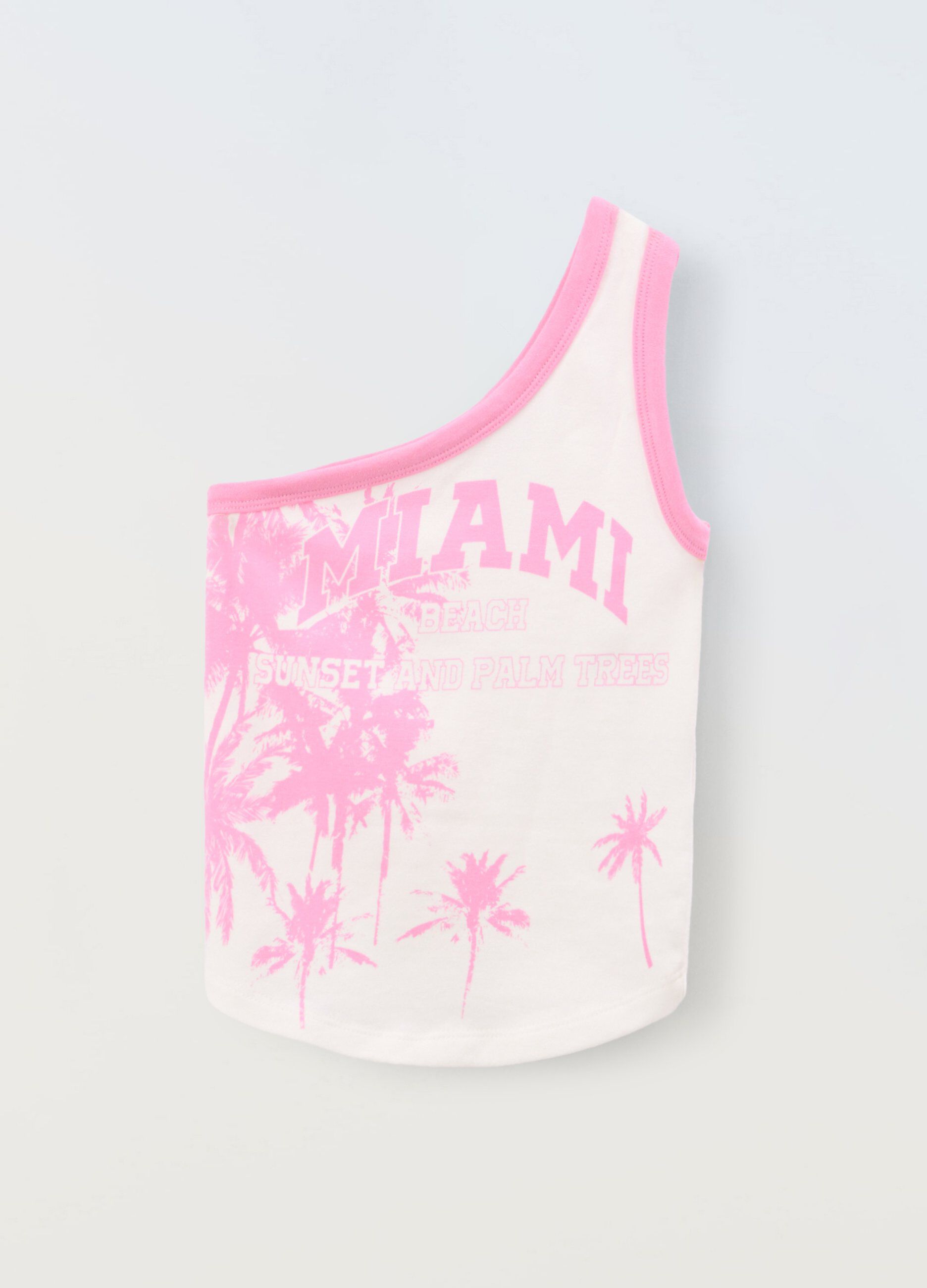Top monospalla in cotone stretch ragazza