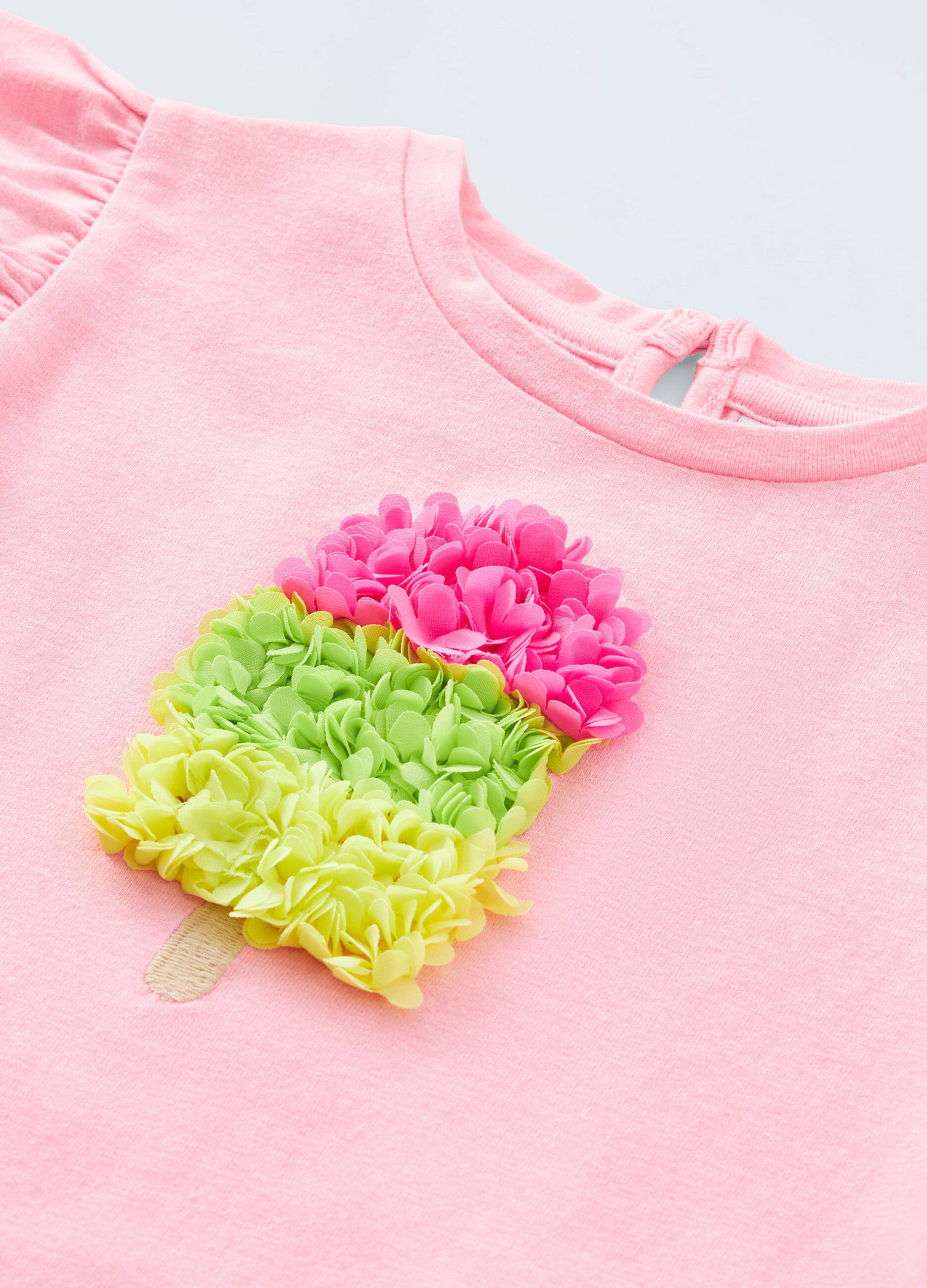 T-shirt in cotone stretch con maniche ad aletta neonata 3 T-shirt in cotone stretch con maniche ad aletta neonata
