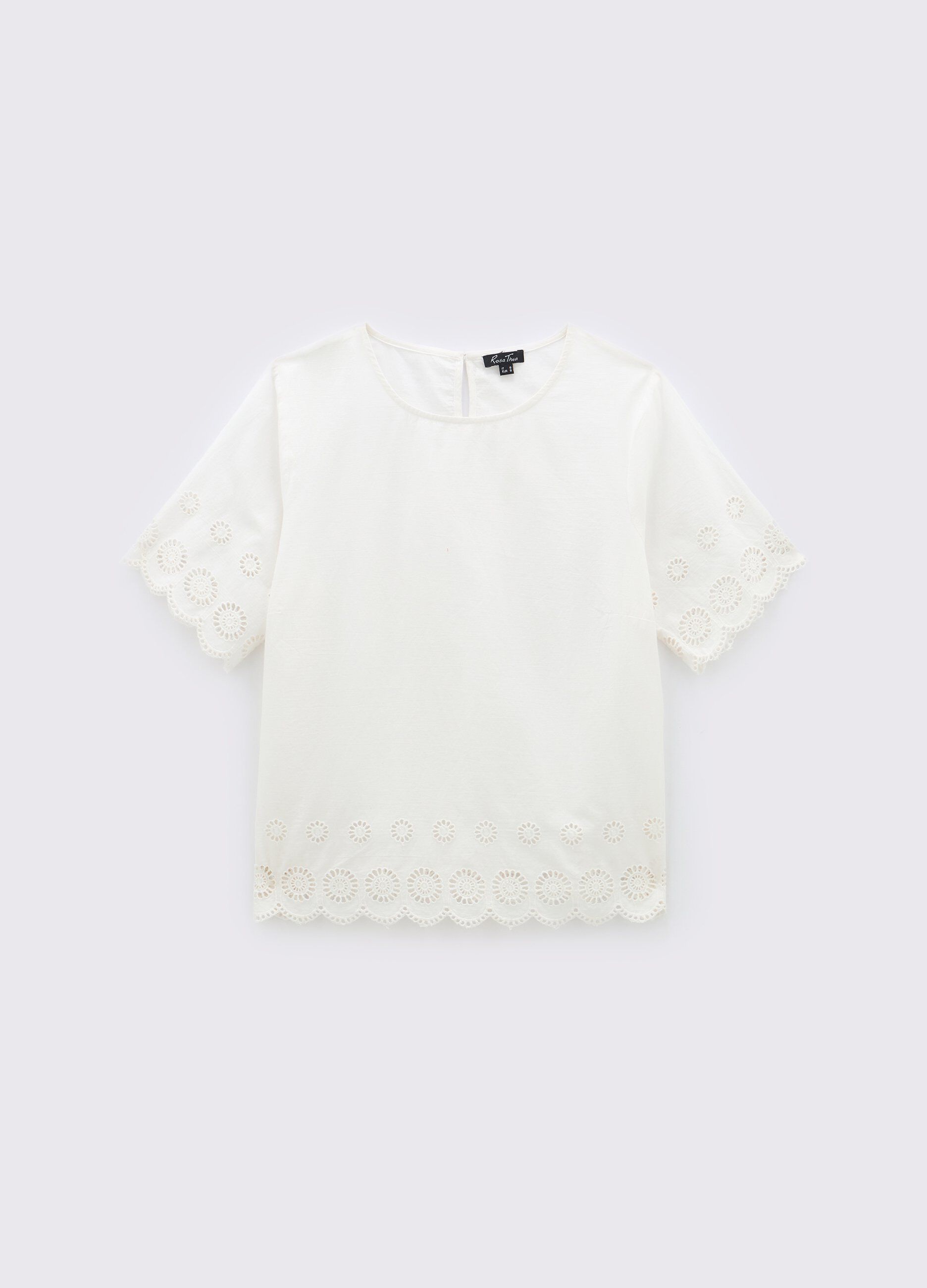 Blusa in puro cotone con ricami donna curvy
