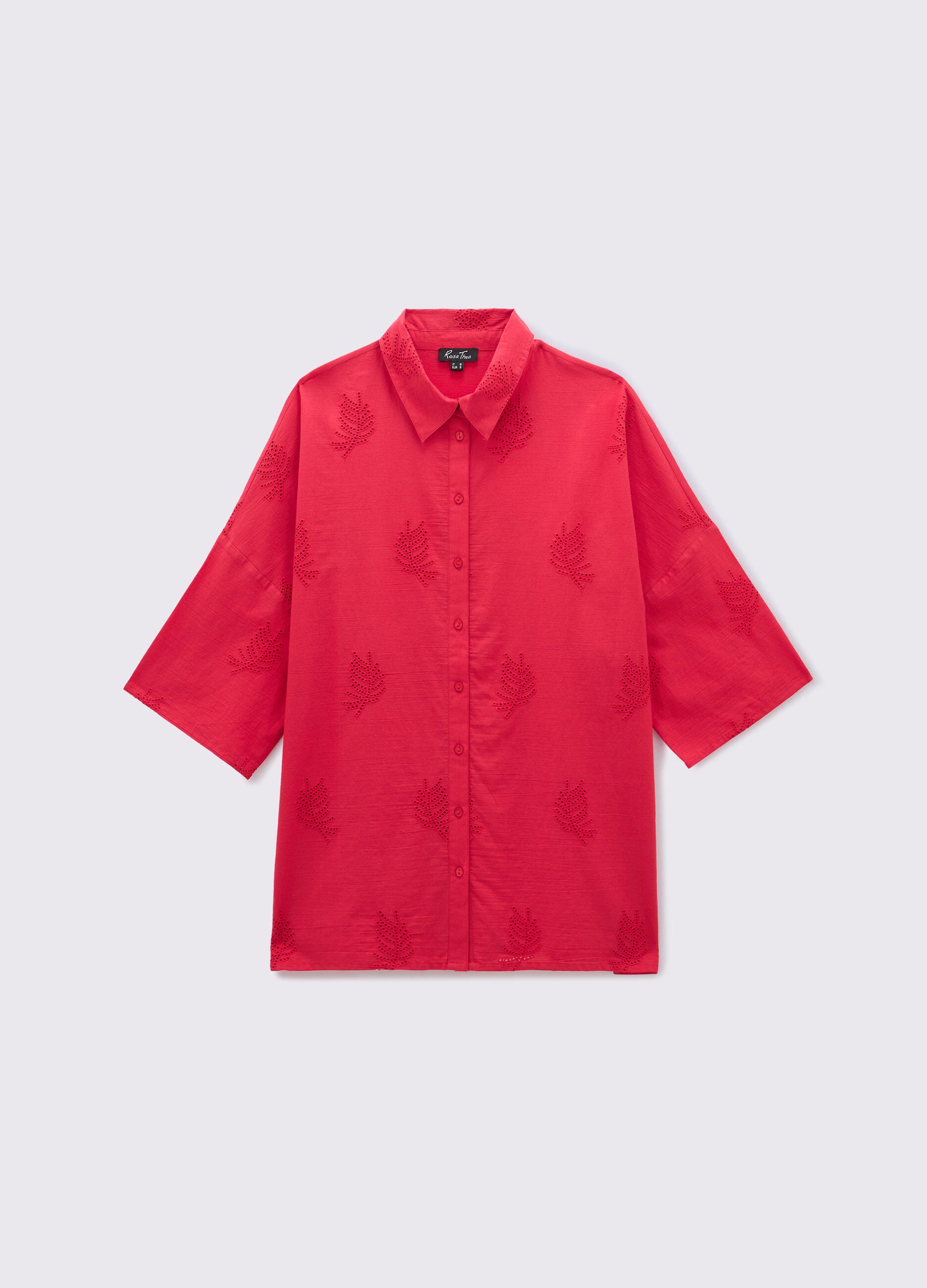 Camicia in puro cotone con ricami donna curvy