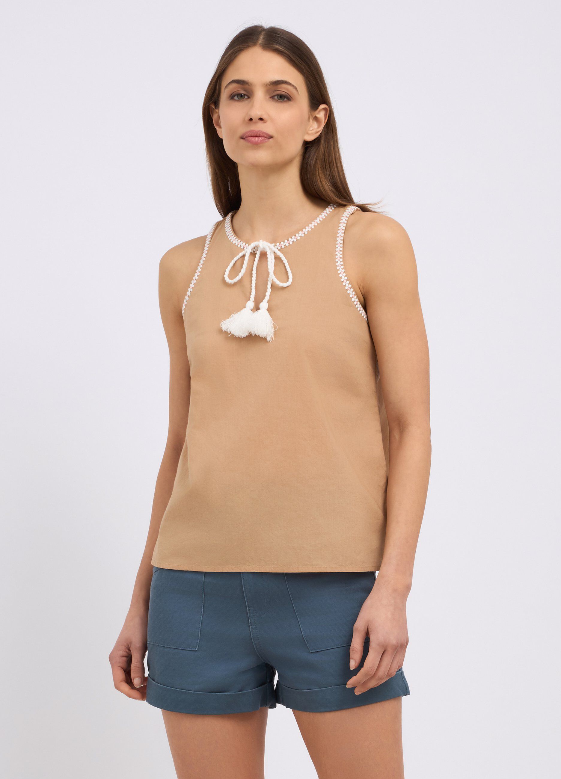 Blusa in puro cotone con ricami donna