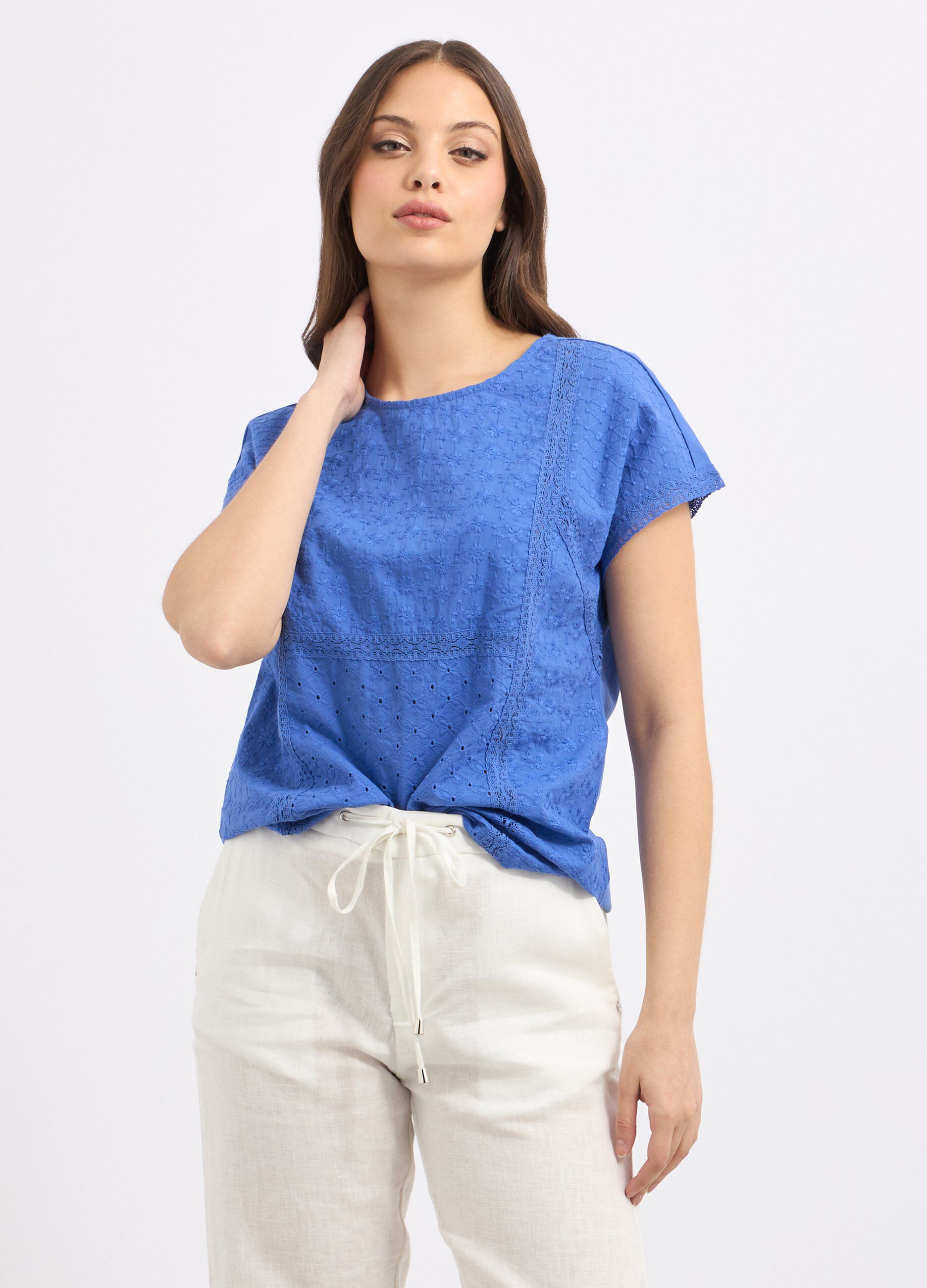 T-shirt in chiffon di puro cotone donna