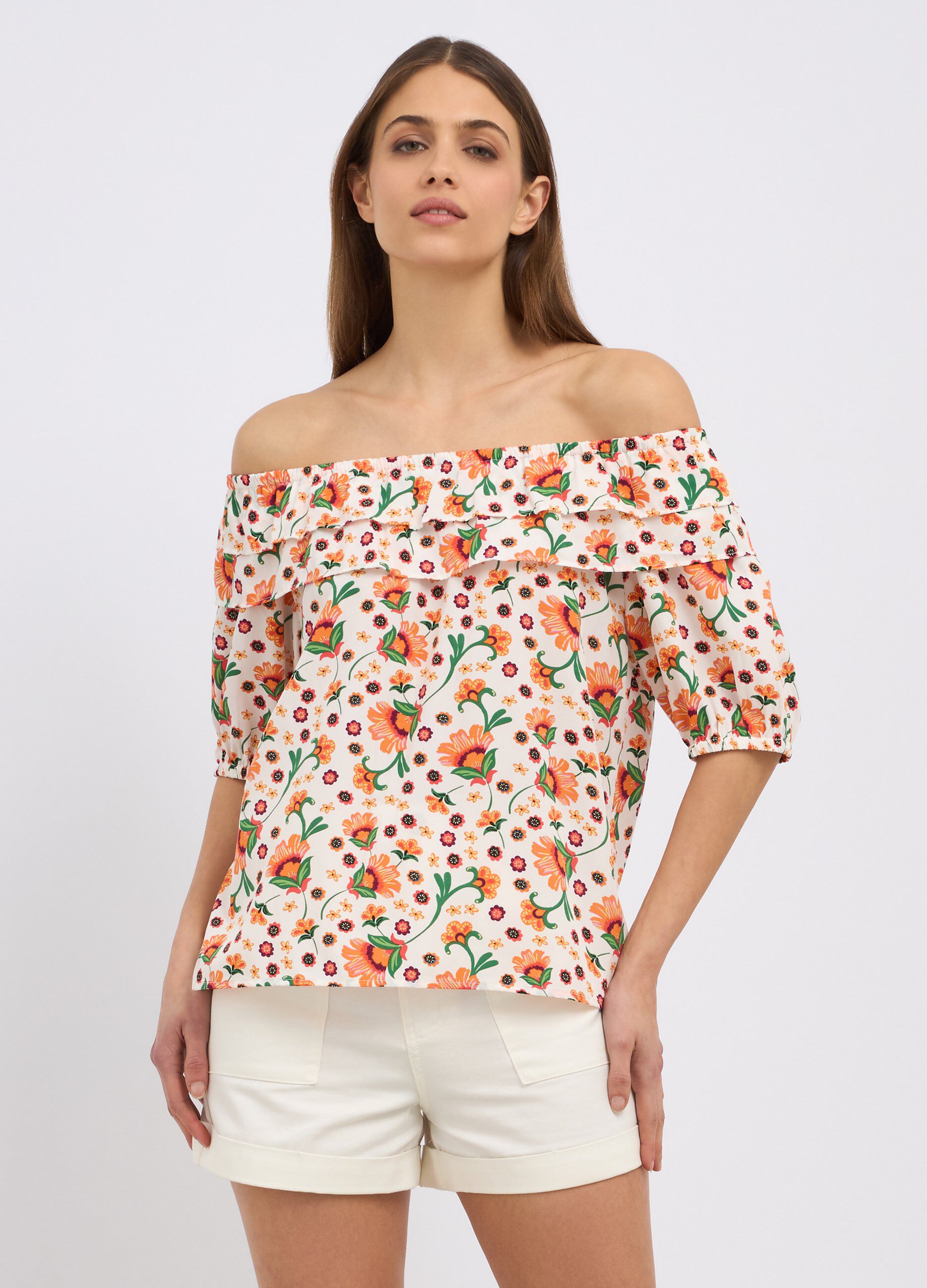 Blusa con scollo a barchetta donna